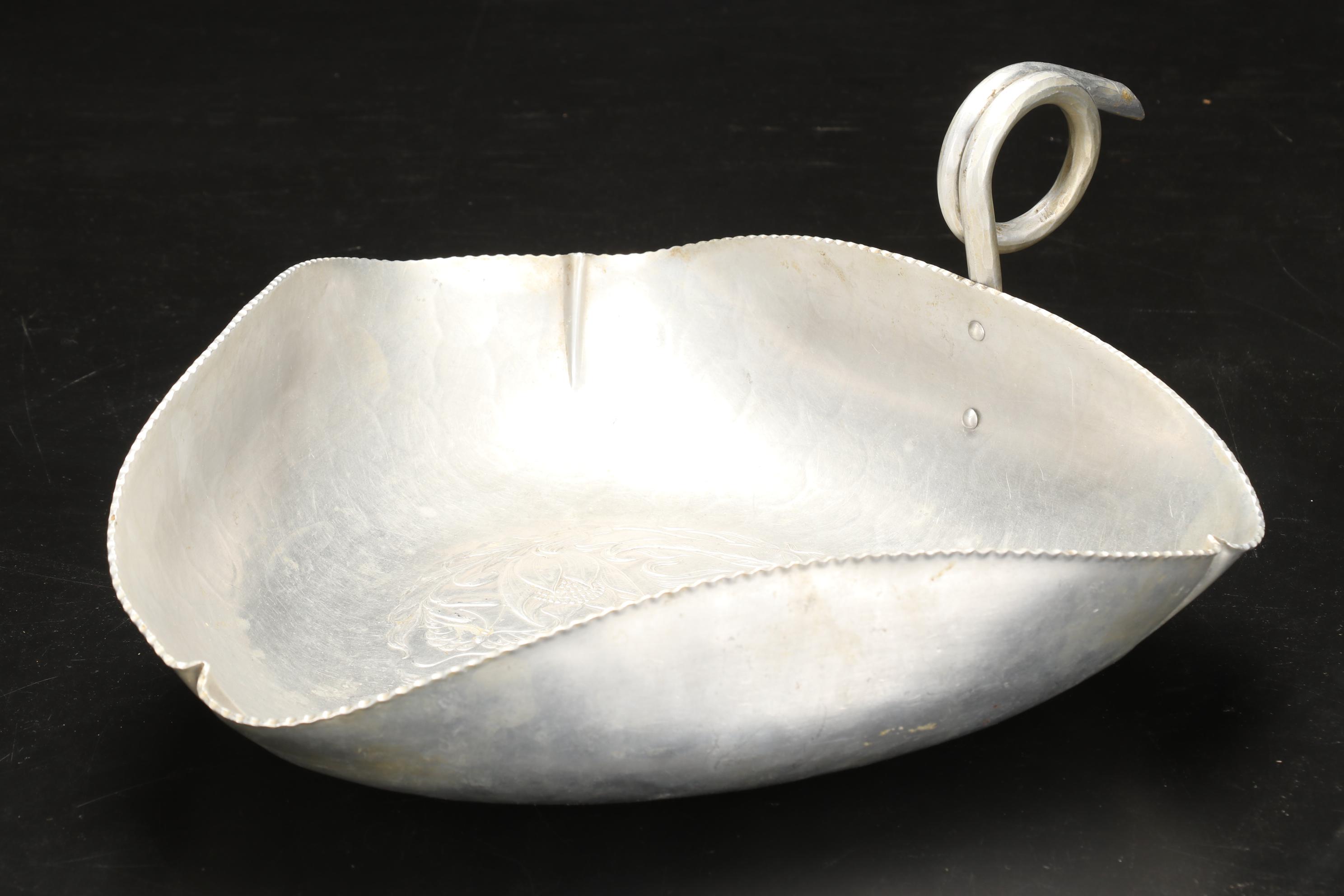 Heisey "Orchid" Needle Etched Plates with Hammered Aluminum and Other Tableware