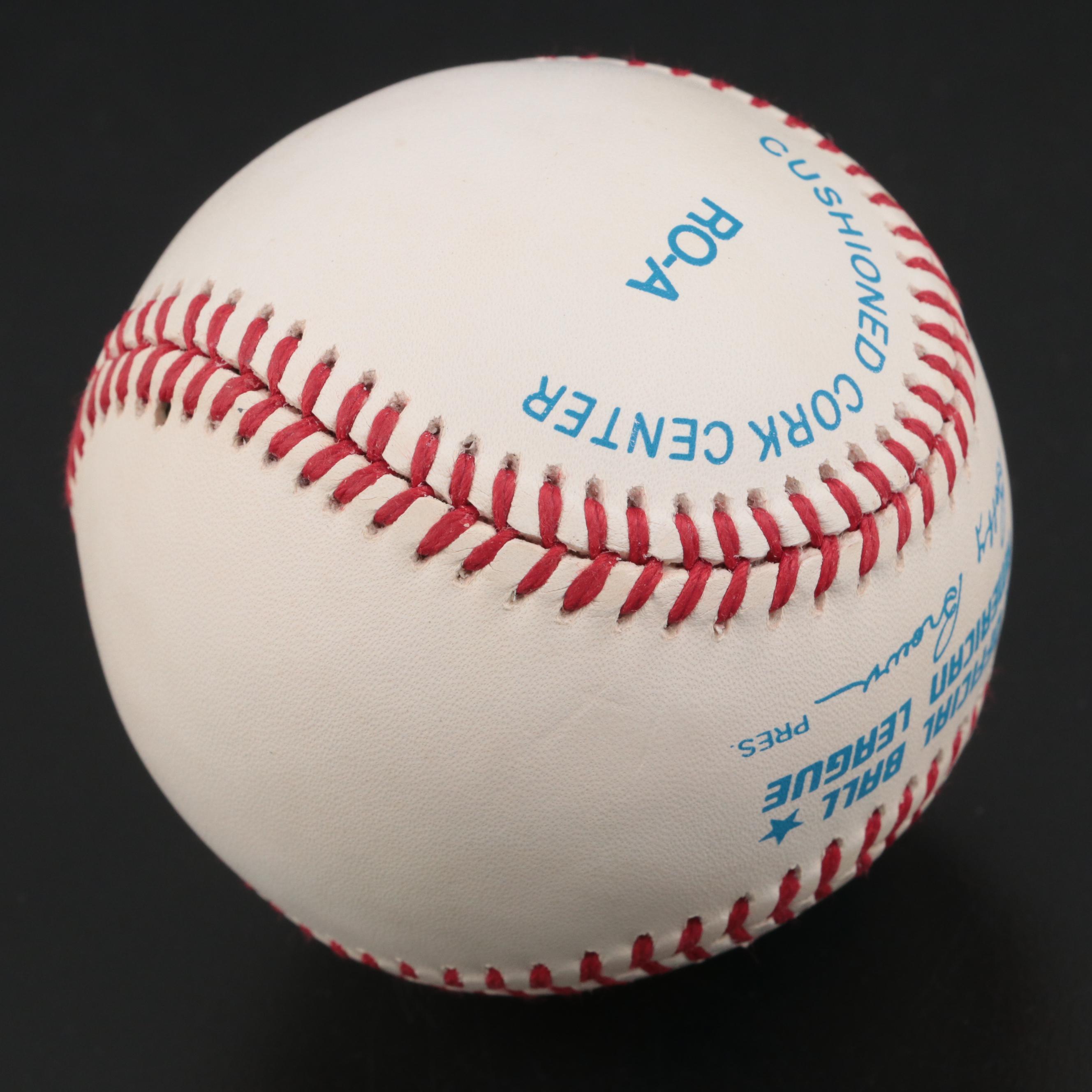 Ripken Jr. Signed Rawlings Baseball on "All-Time Consecutive Games Leader" Stand
