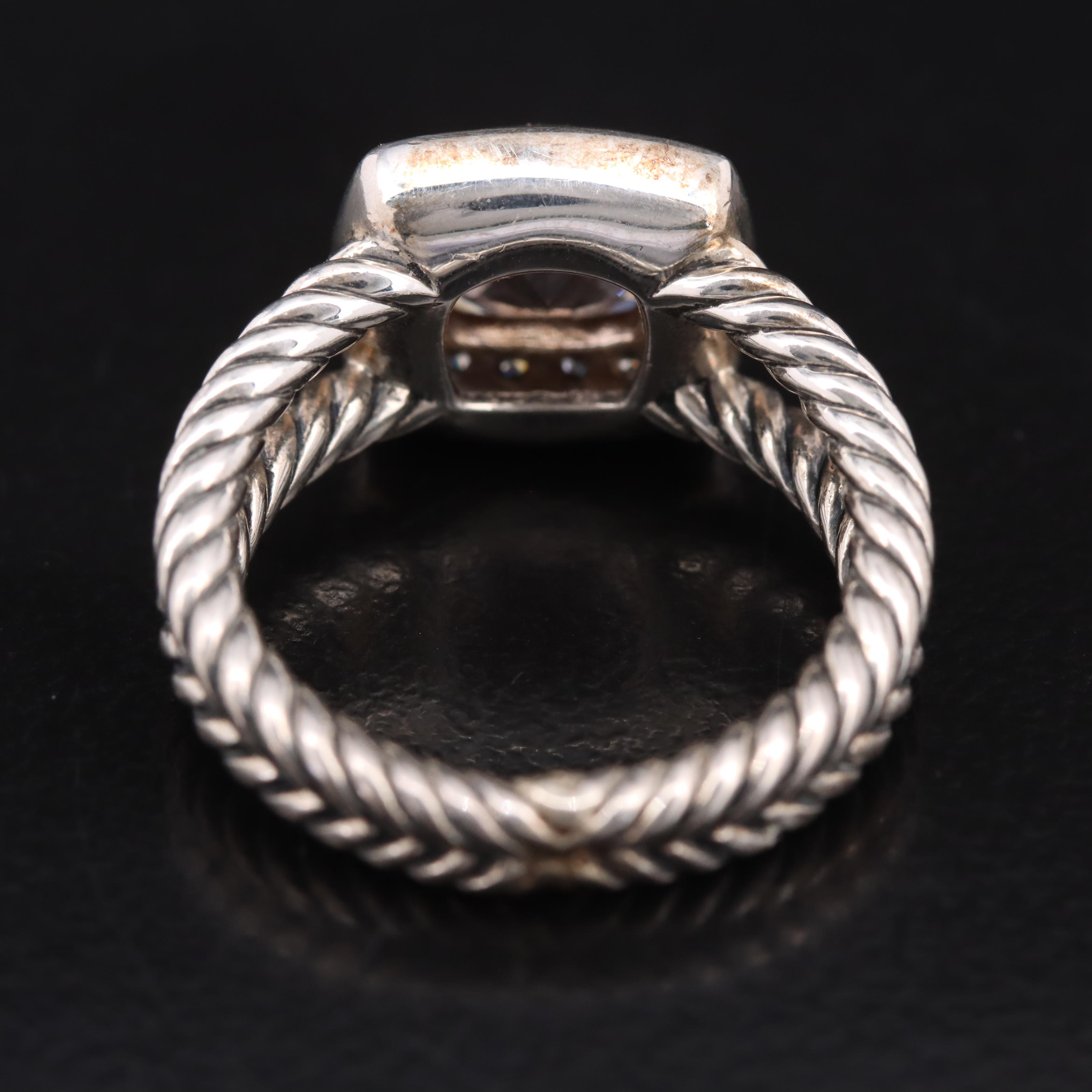 David Yurman Petite "Albion" Sterling Morganite and Diamond Ring