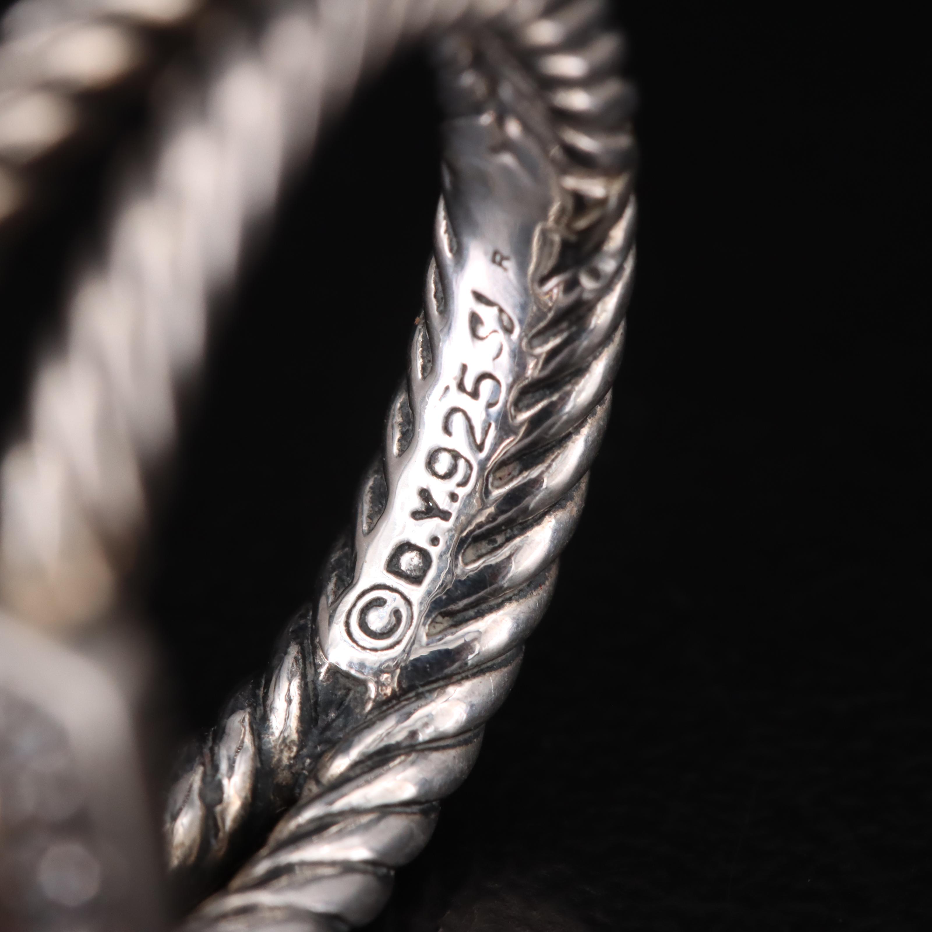 David Yurman Petite "Albion" Sterling Morganite and Diamond Ring