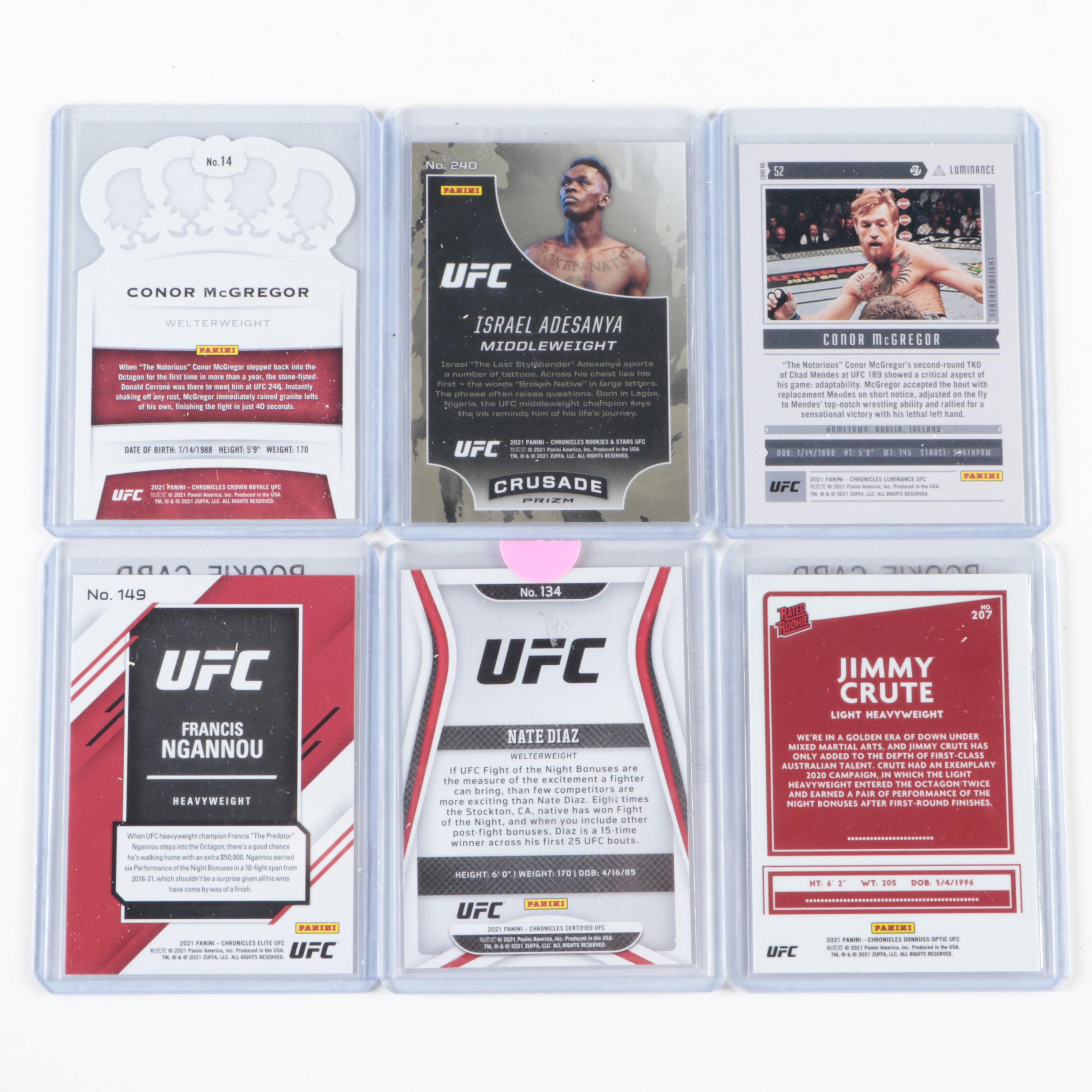 Panini MMA Cards with Conor McGregor, Francis Ngannou, Amanda Nunes, 2020s