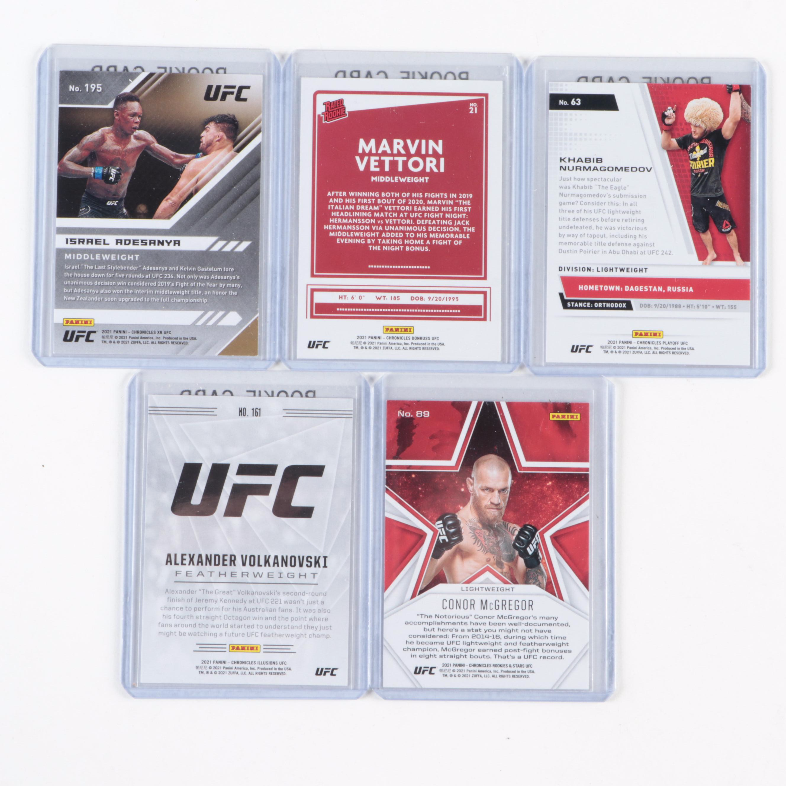 Panini MMA Cards with Conor McGregor, Francis Ngannou, Amanda Nunes, 2020s