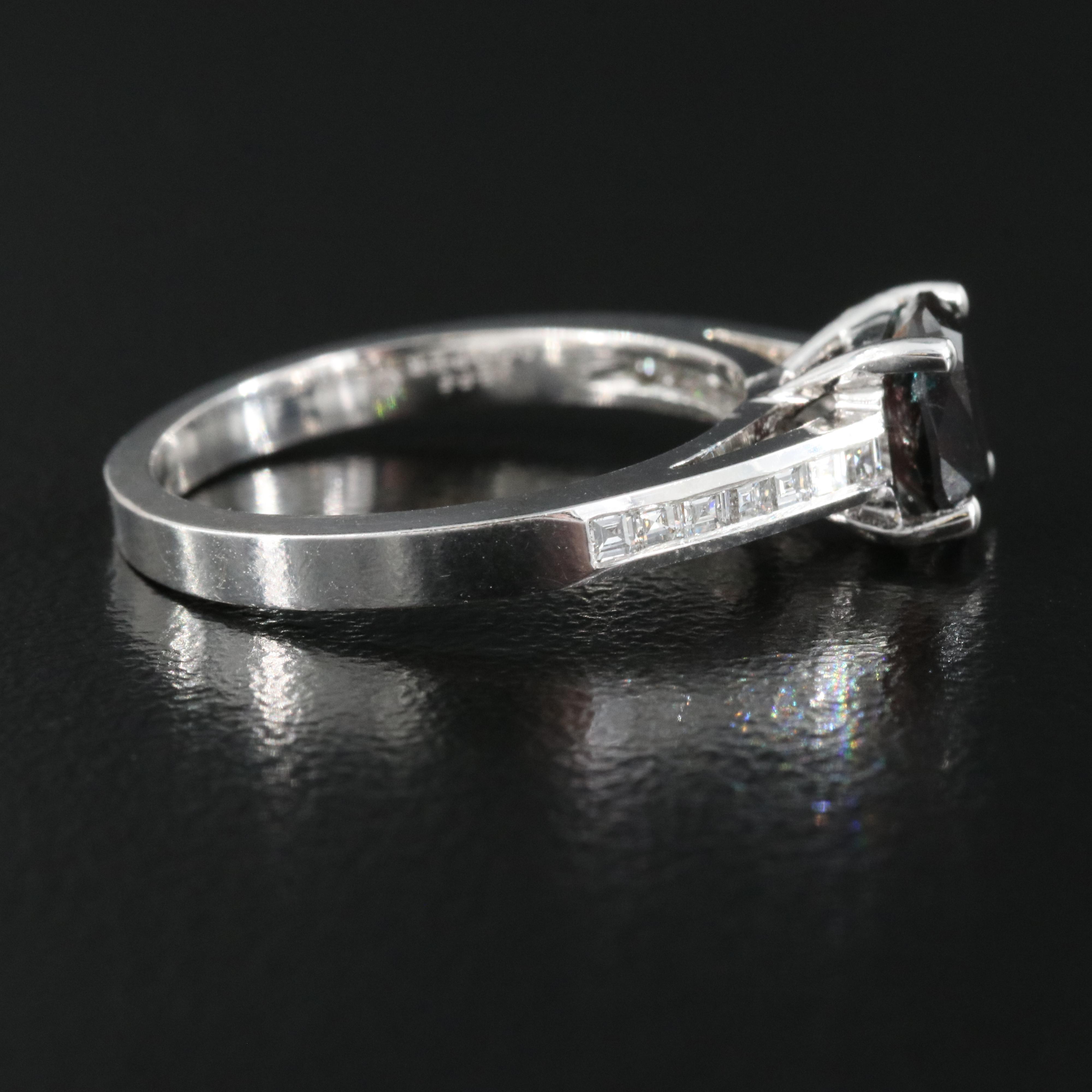 Jeff Cooper 18K 1.03 CT Alexandrite and Diamond Ring with GIA Report