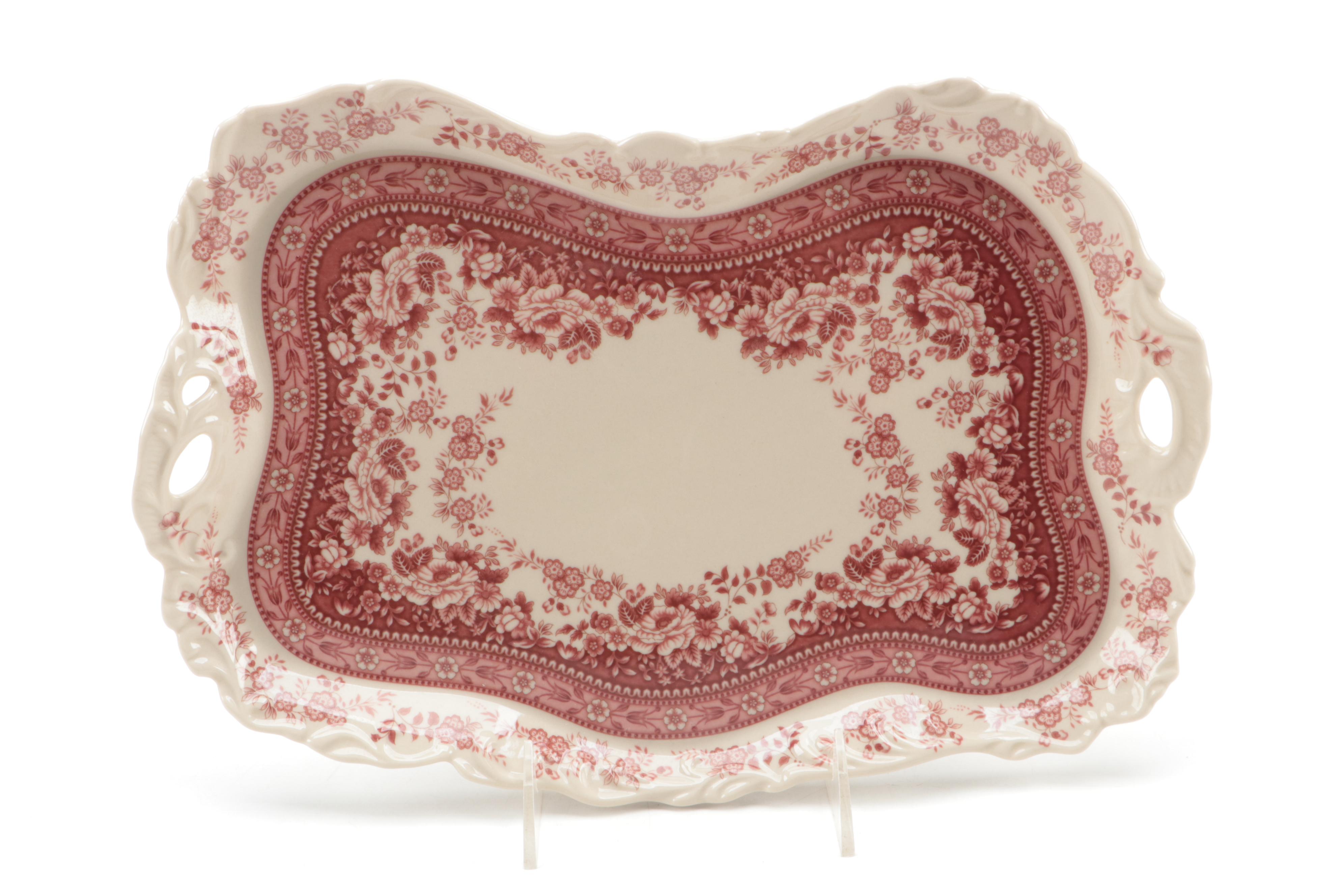 Victoriaware Pink Transferware Ironstone Tea and Coffee Set with Other Serveware