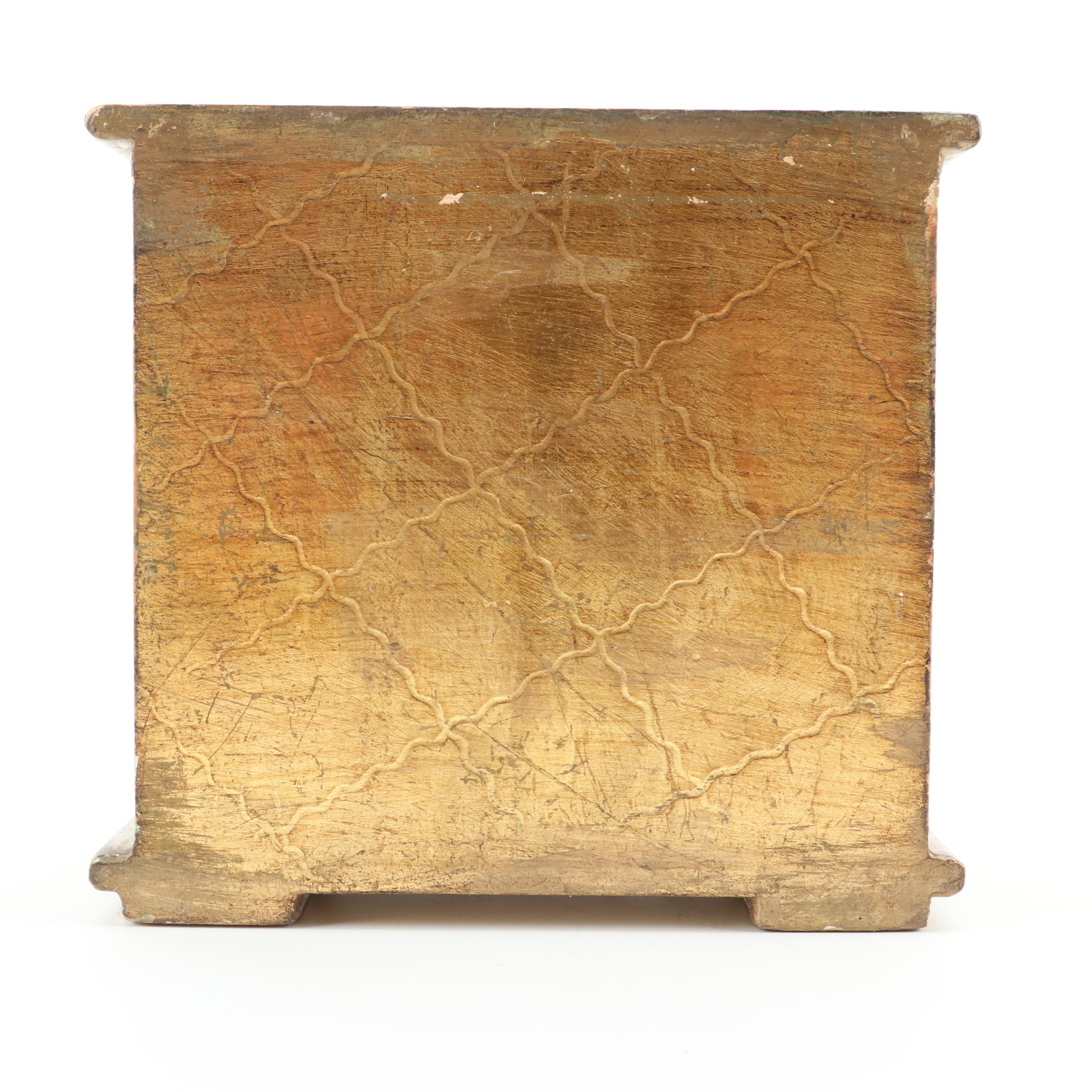 Illinois Glass Company and Other Glass Vanity Boxes with Florentine Wood Chest