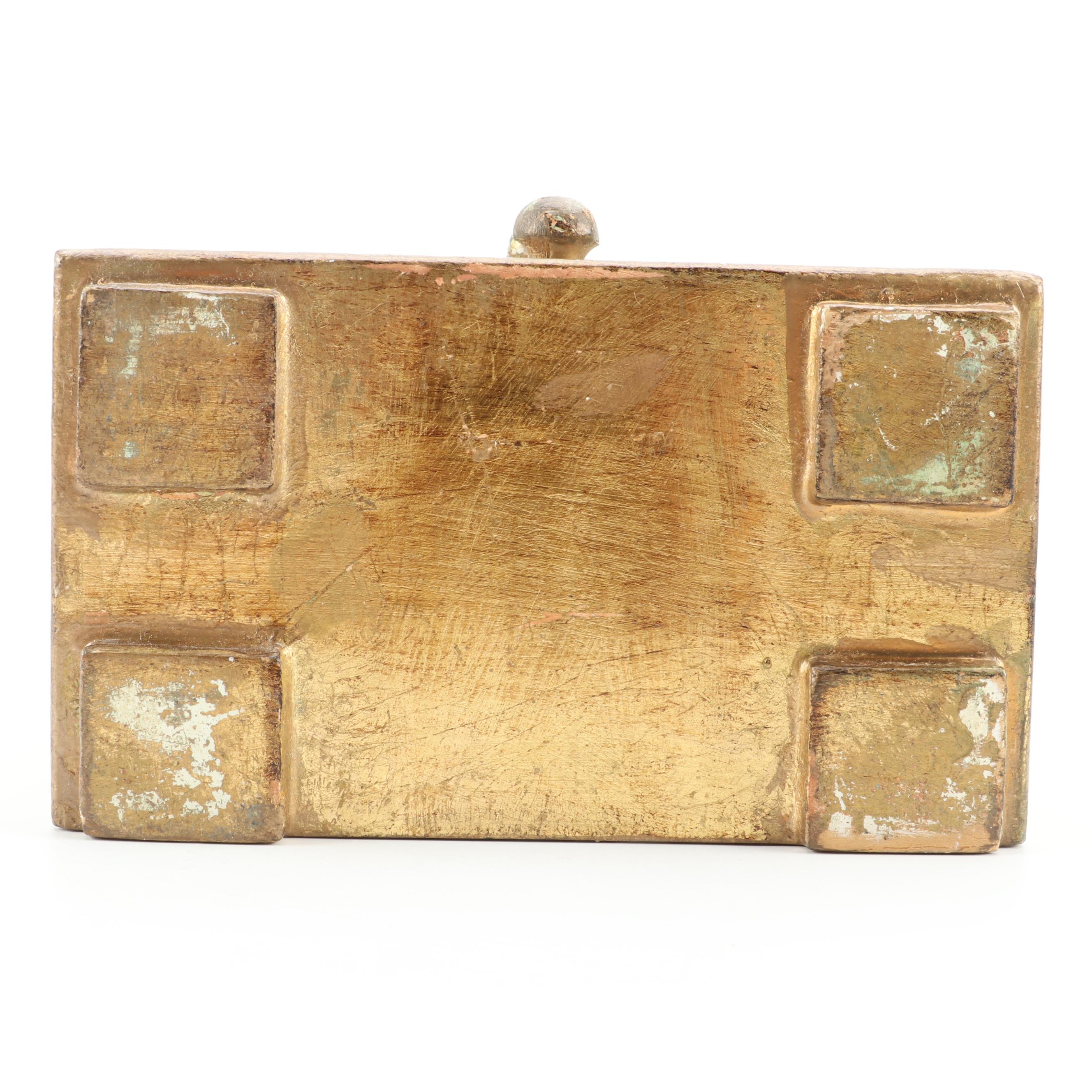 Illinois Glass Company and Other Glass Vanity Boxes with Florentine Wood Chest