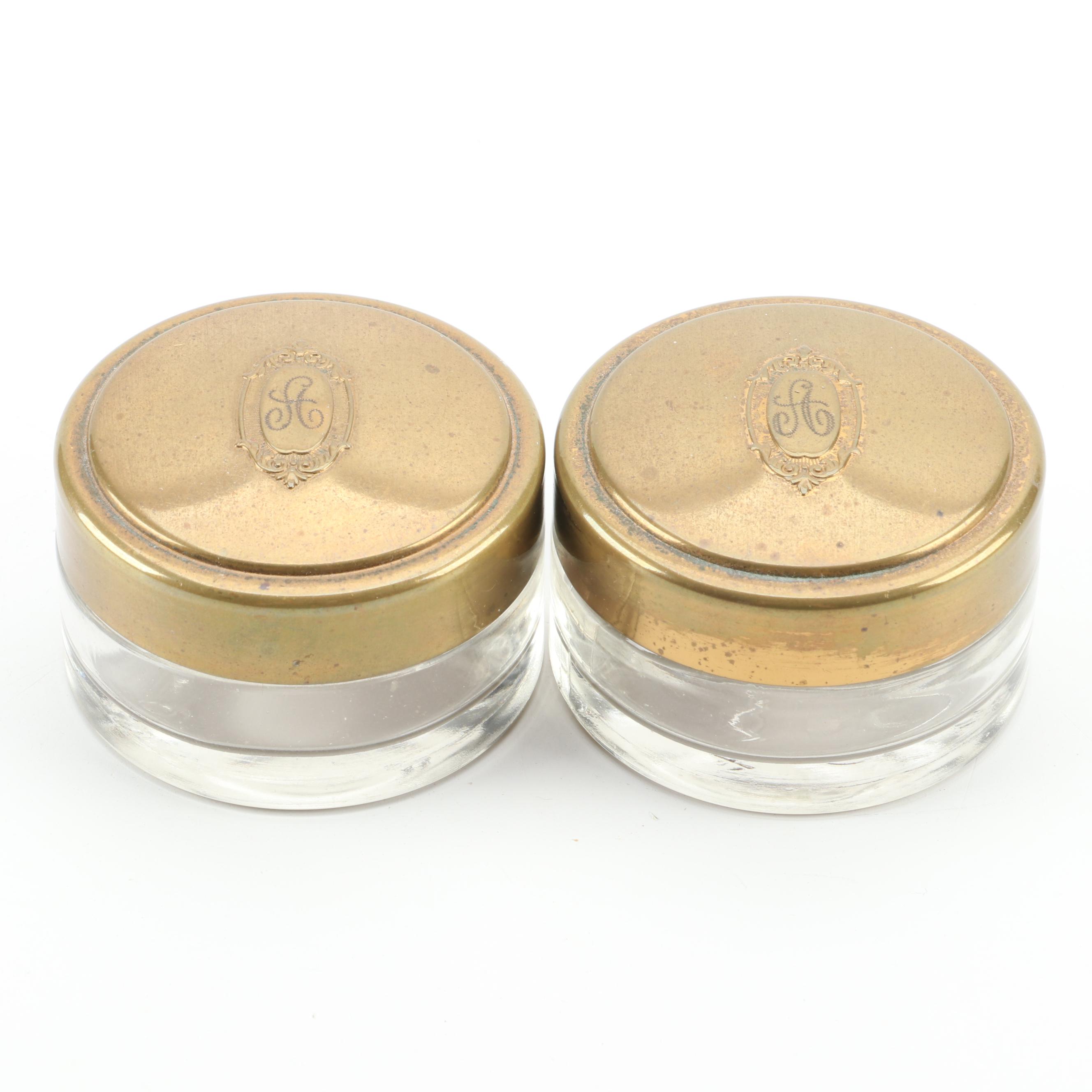 Illinois Glass Company and Other Glass Vanity Boxes with Florentine Wood Chest