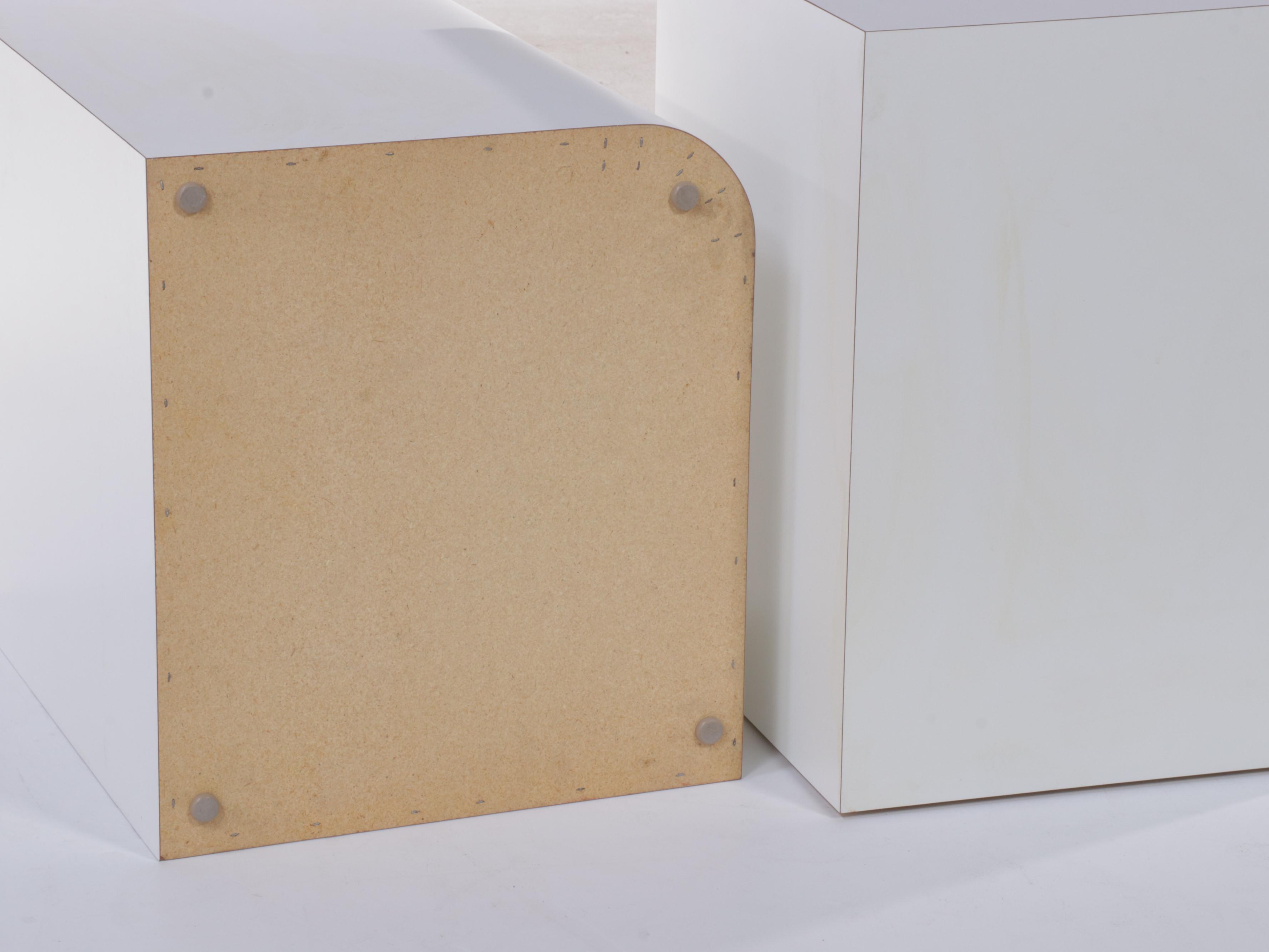 1/3 Pair of Post Modernist White Laminate Side Tables, Late 20th Century