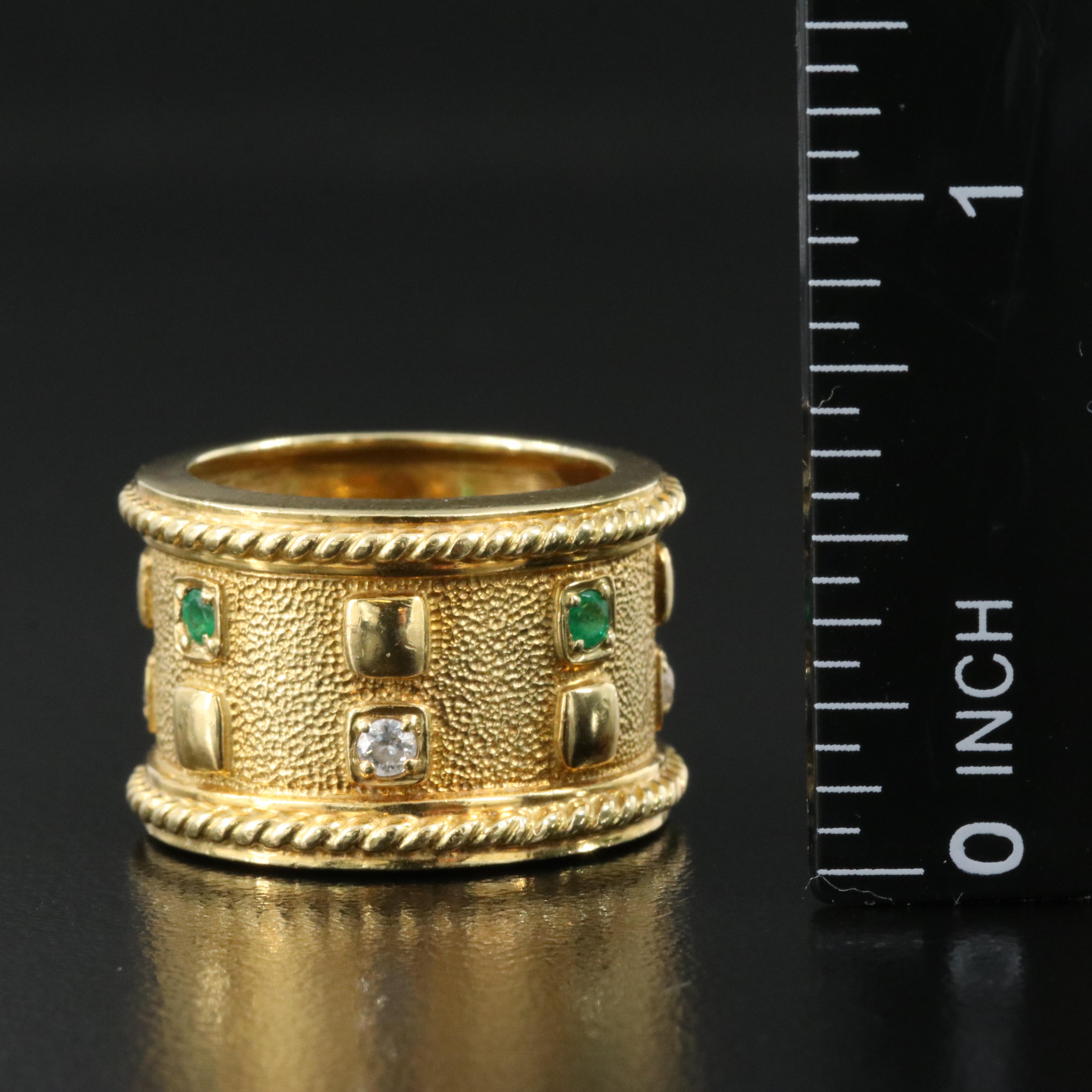 18K 0.16 CTW Diamond and Emerald Band
