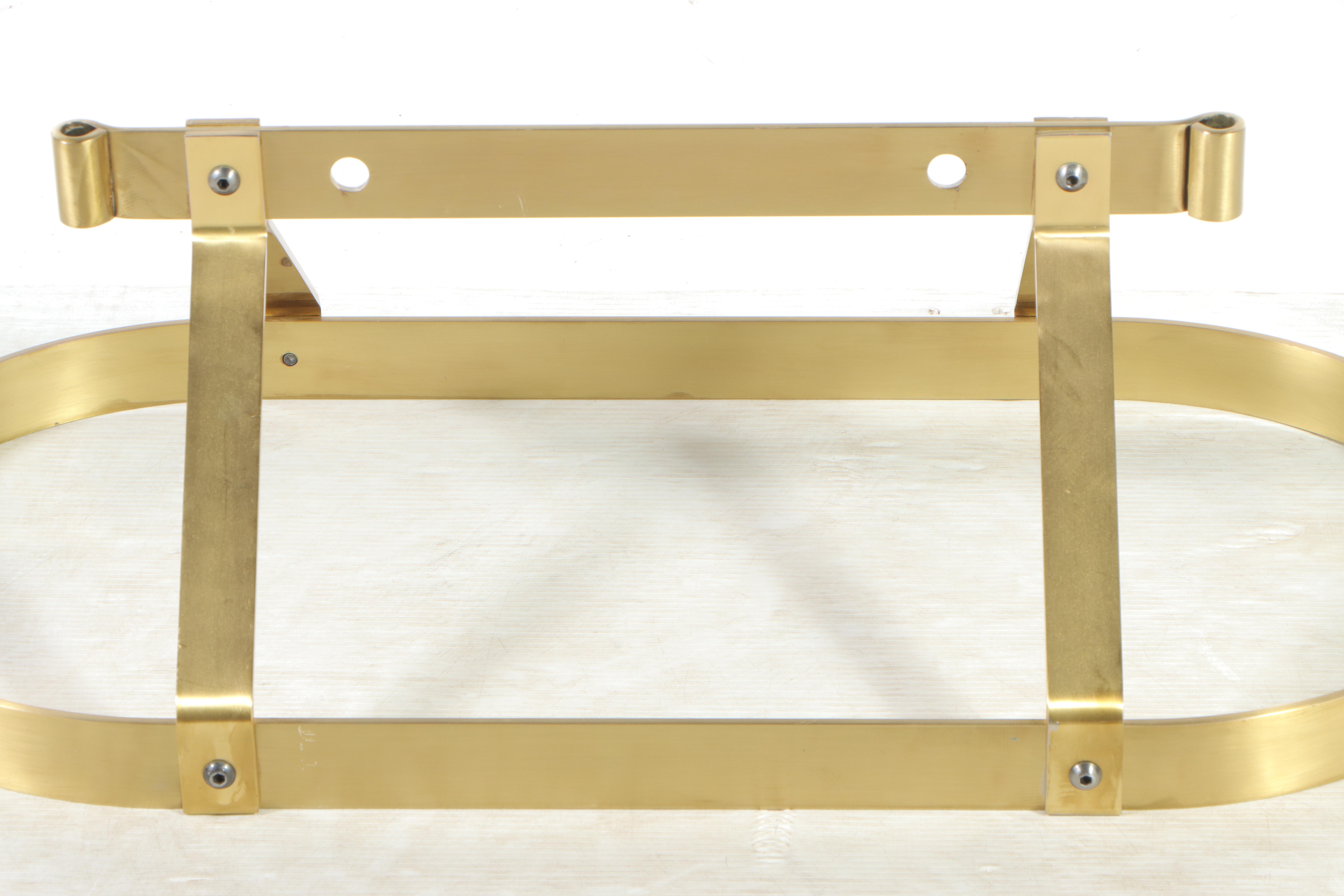 Brass-Patinated Steel Pot Rack with Fourteen Hooks