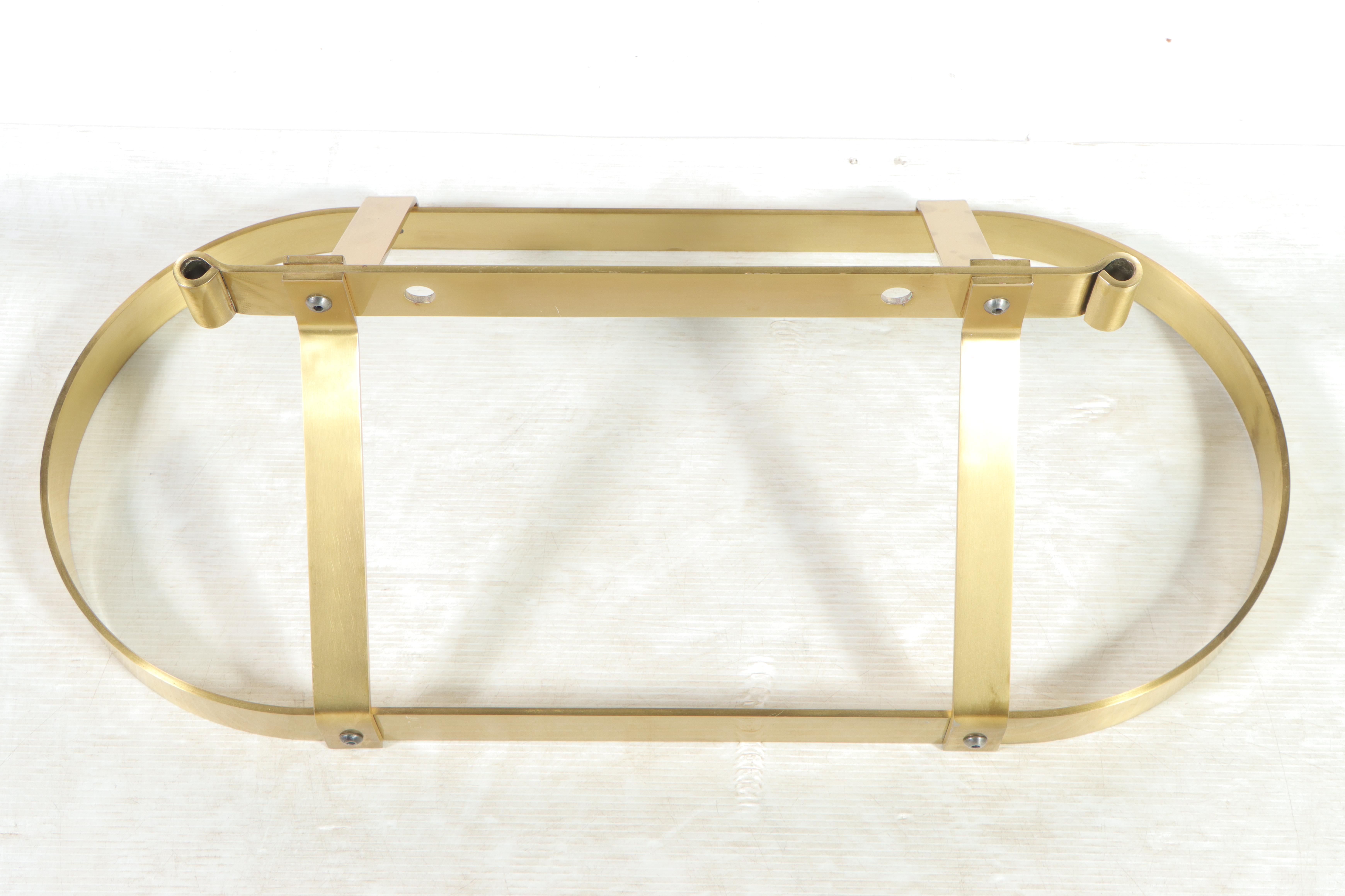 Brass-Patinated Steel Pot Rack with Fourteen Hooks