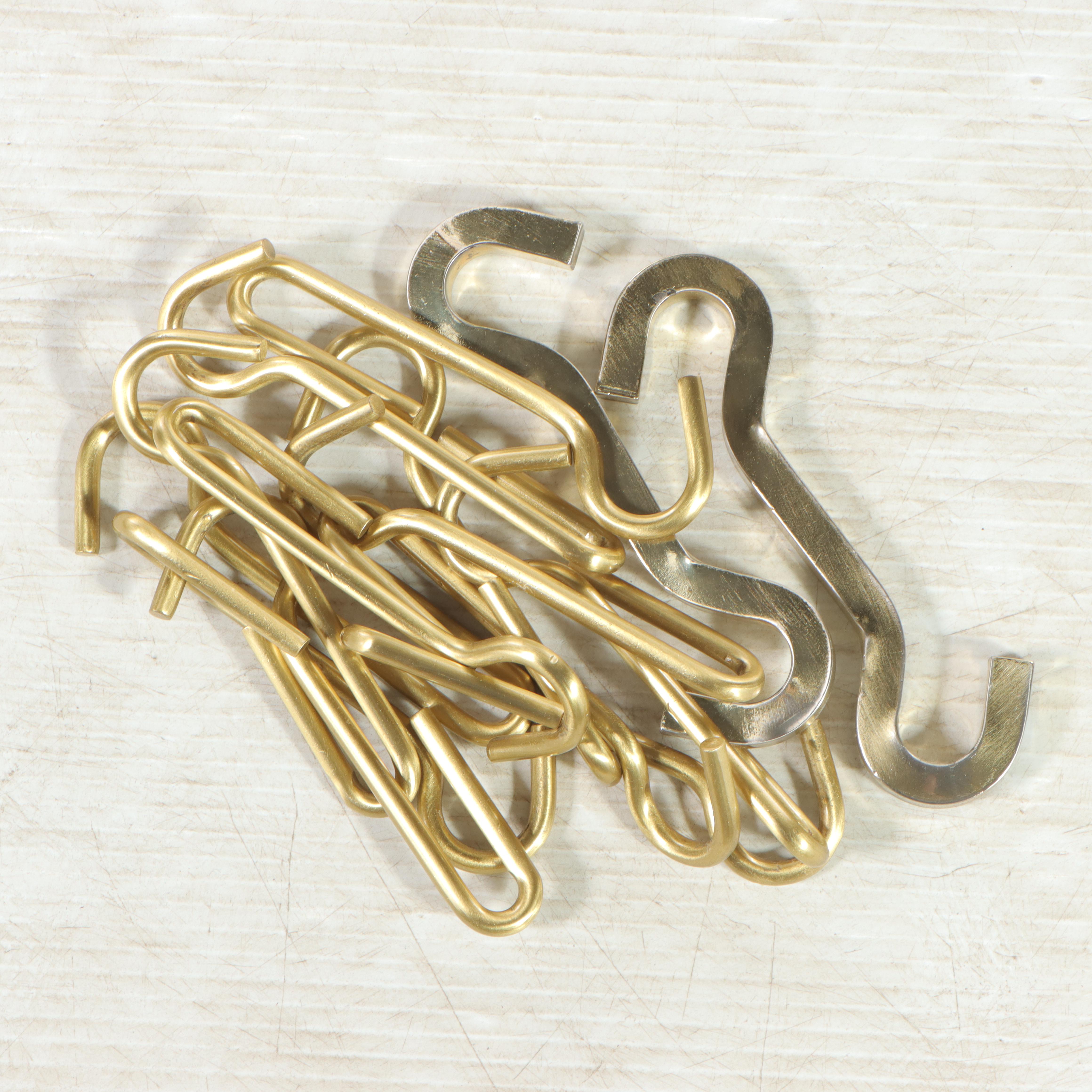 Brass-Patinated Steel Pot Rack with Fourteen Hooks