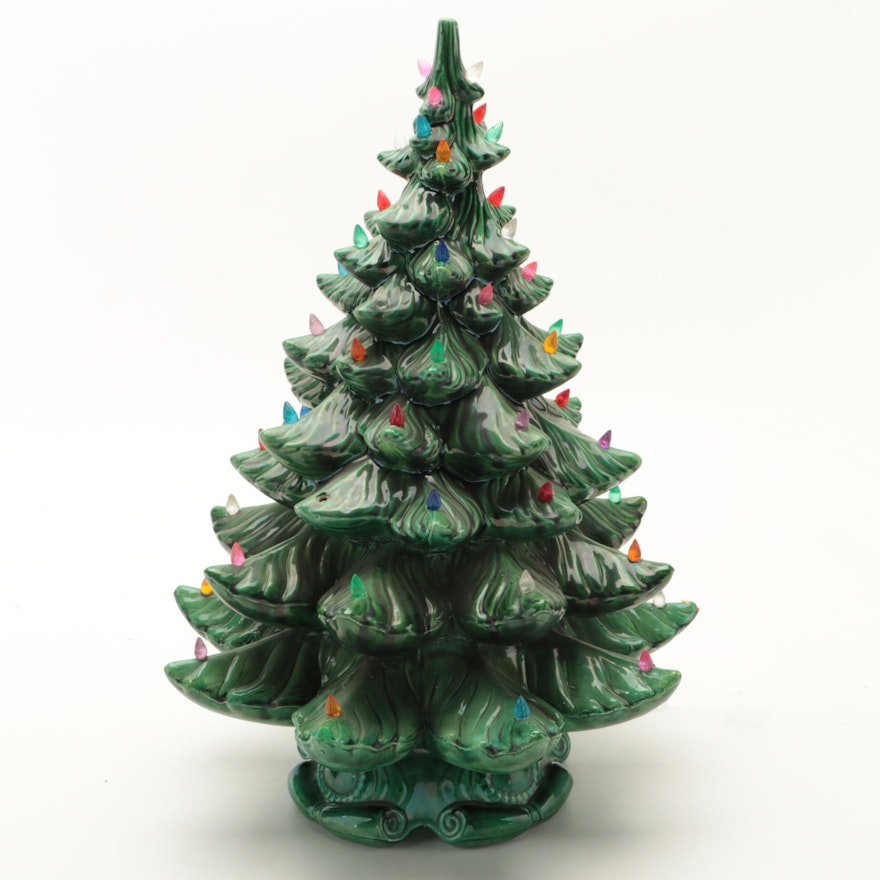 Atlantic Mold Illuminated Ceramic Tabletop Christmas Tree, Late 20th Century