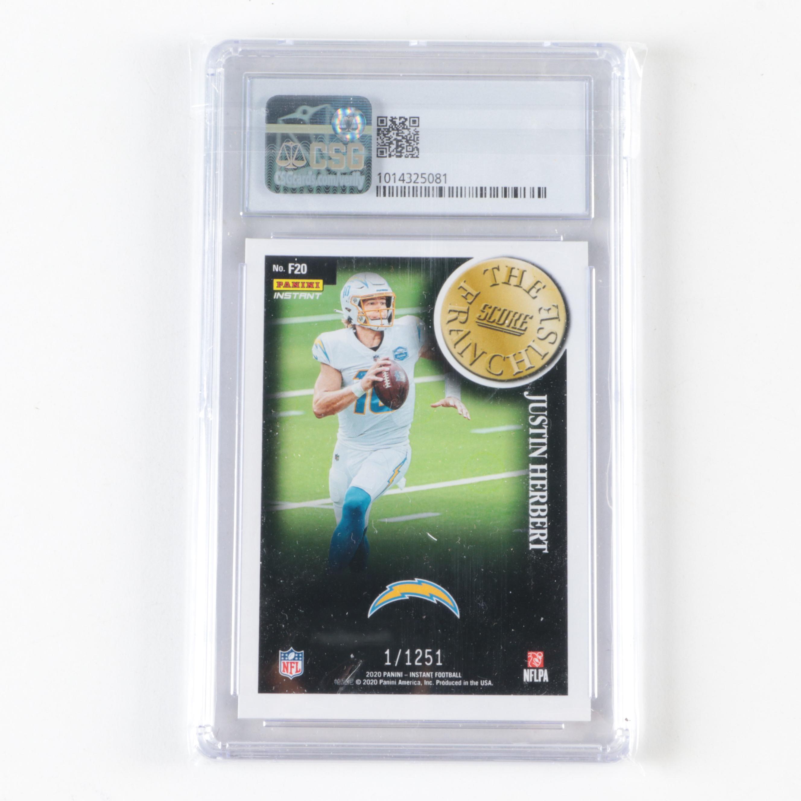 Panini Football Cards with Graded Herbert Rookie, Brady, Mahomes and More, 2020s