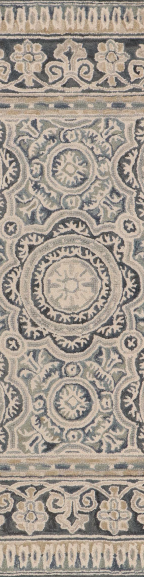 1'11 x 7' Handmade Hooked Wool "Floral Belfast" Carpet Runner Rug