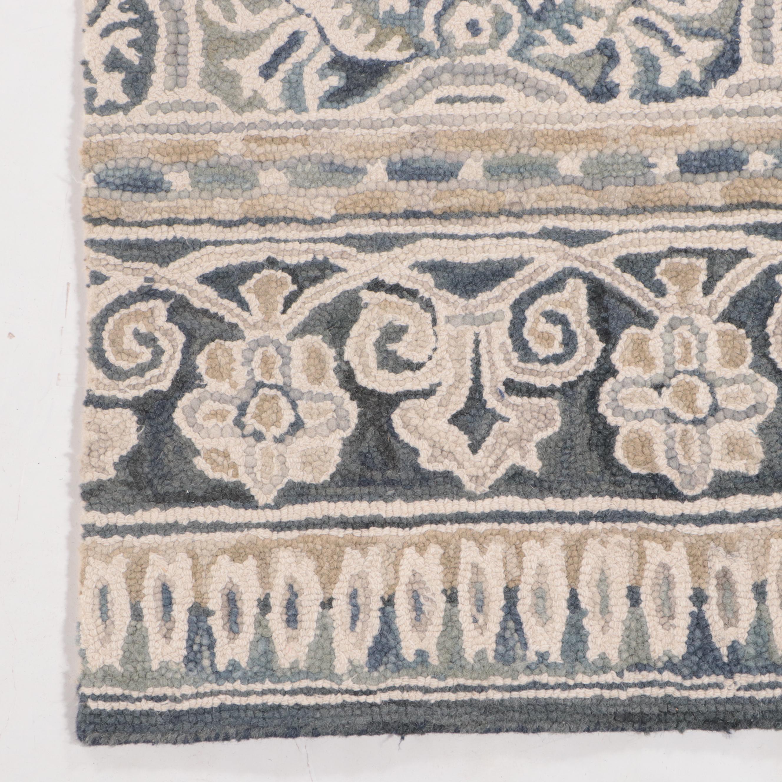 1'11 x 7' Handmade Hooked Wool "Floral Belfast" Carpet Runner Rug