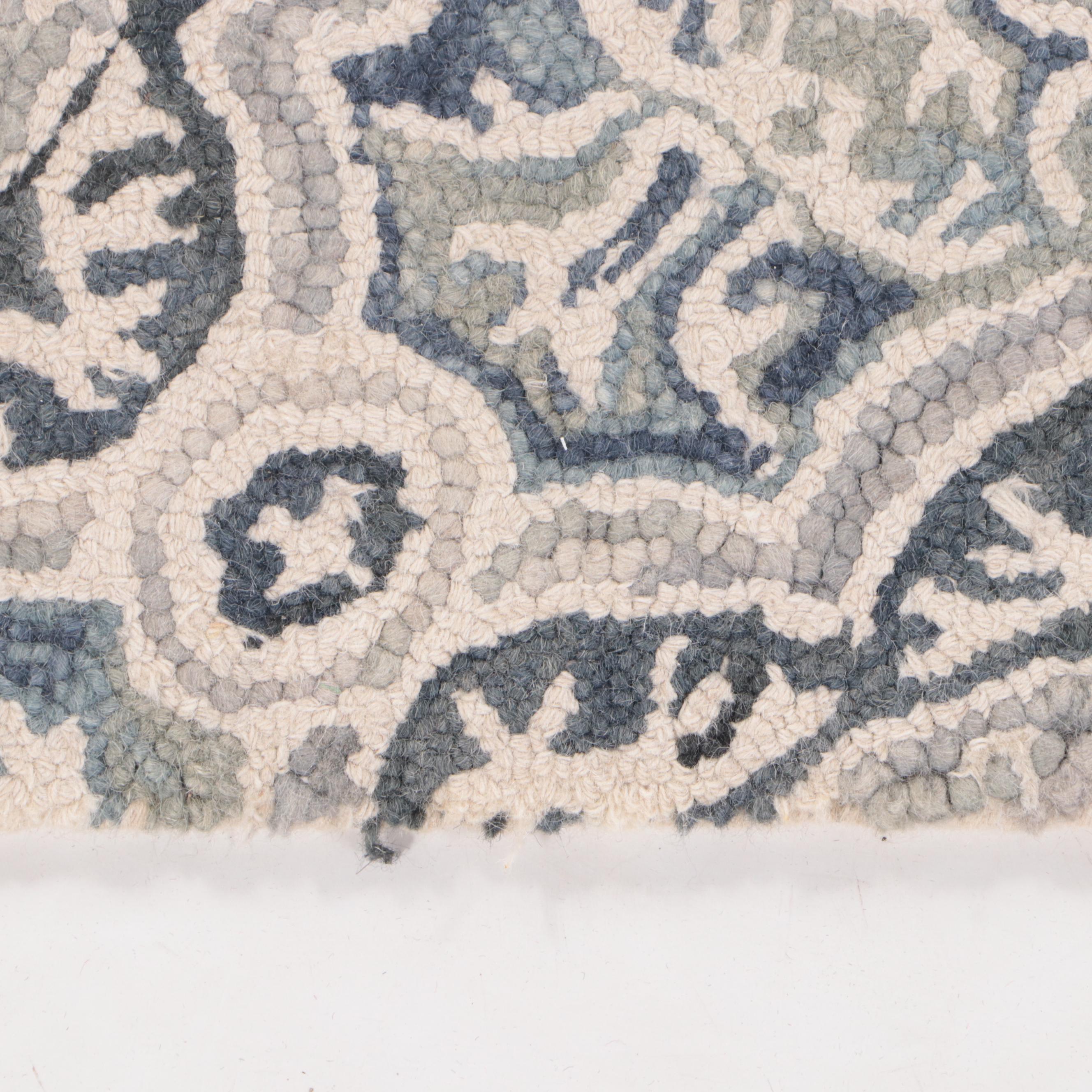 1'11 x 7' Handmade Hooked Wool "Floral Belfast" Carpet Runner Rug