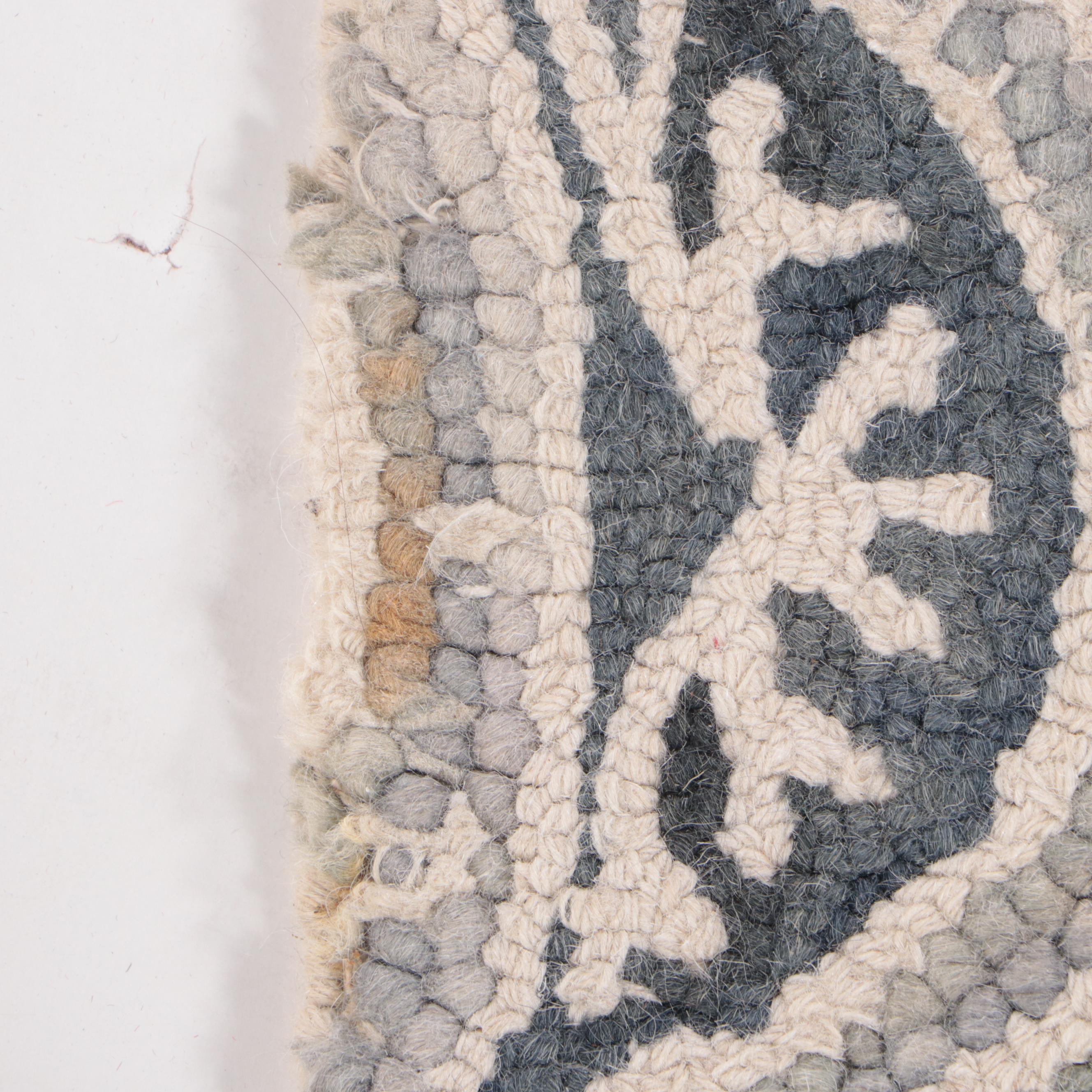 1'11 x 7' Handmade Hooked Wool "Floral Belfast" Carpet Runner Rug