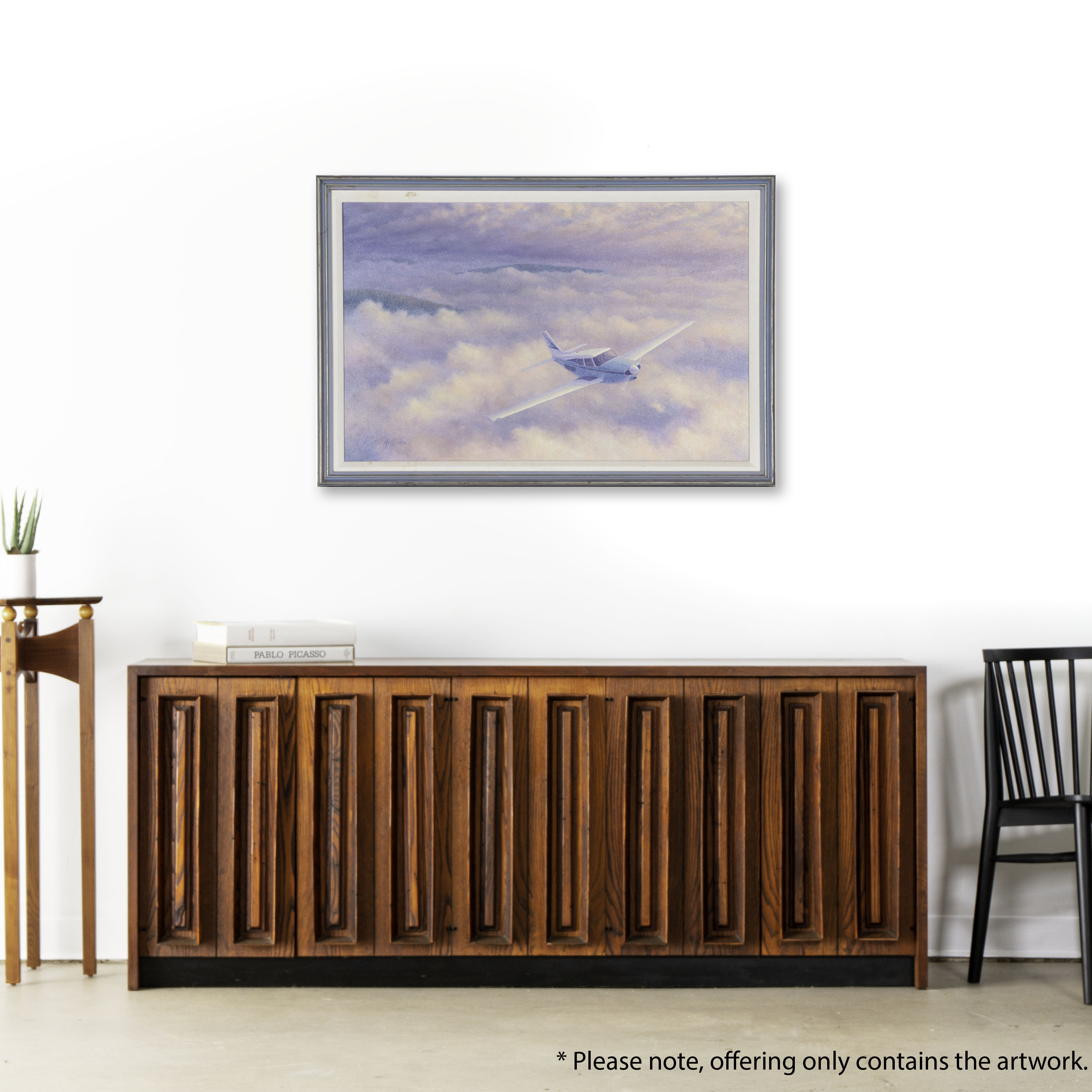 Kristin Hill Aviation Oil Painting of Jet, 1992