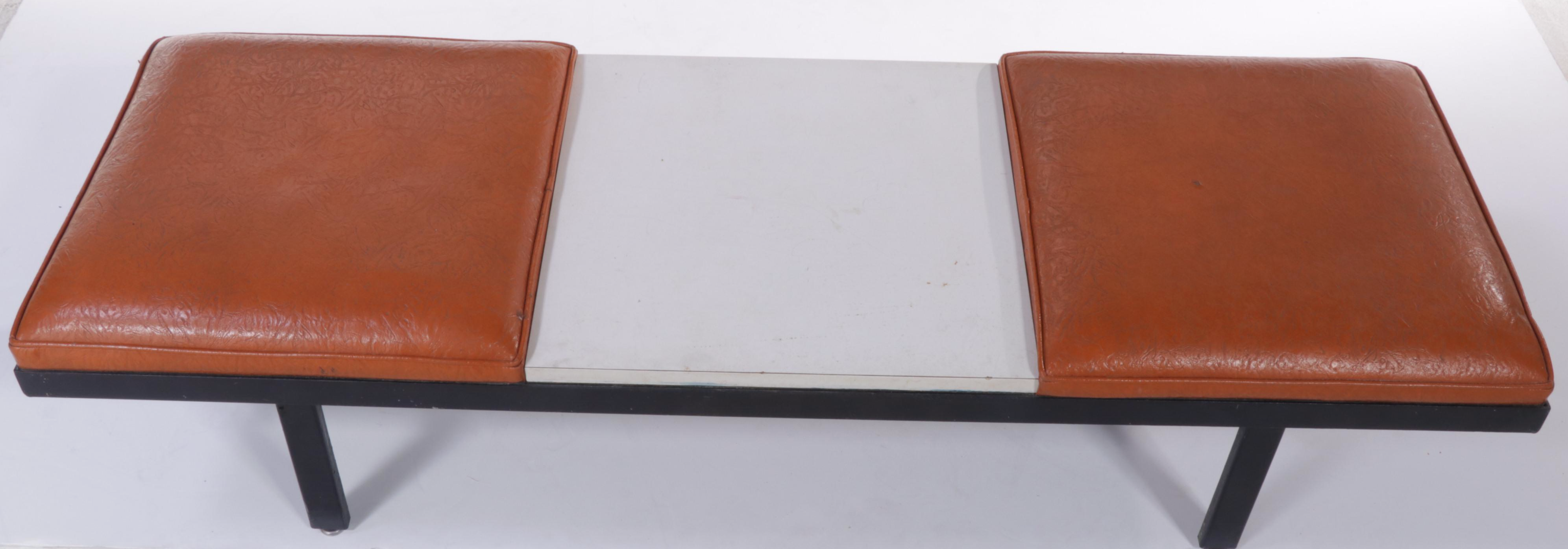 Mid Century Modern Steel, Laminate, & Vinyl Bench/Table, Manner of George Nelson