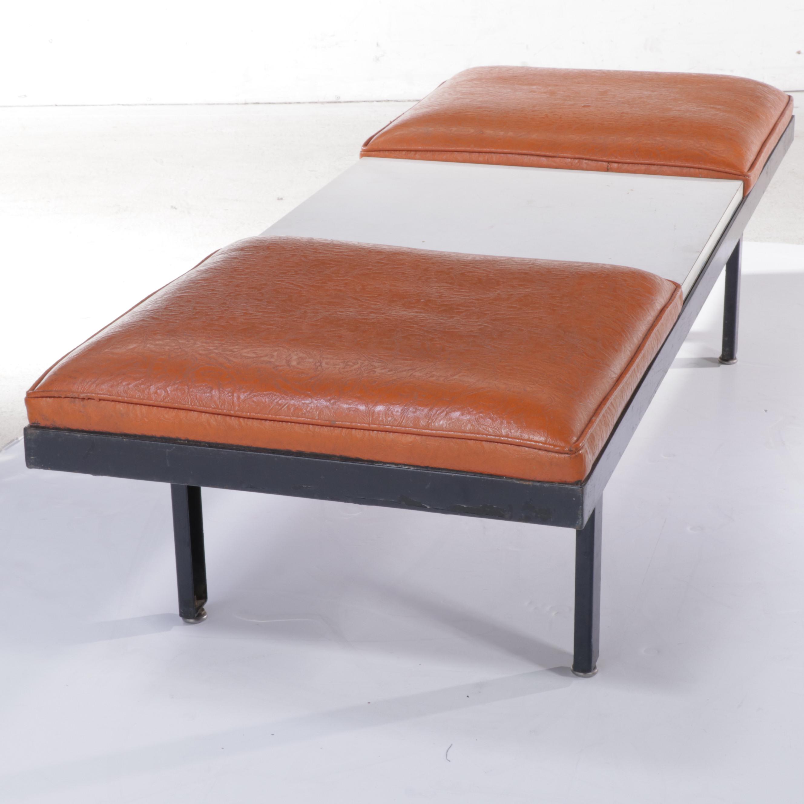 Mid Century Modern Steel, Laminate, & Vinyl Bench/Table, Manner of George Nelson