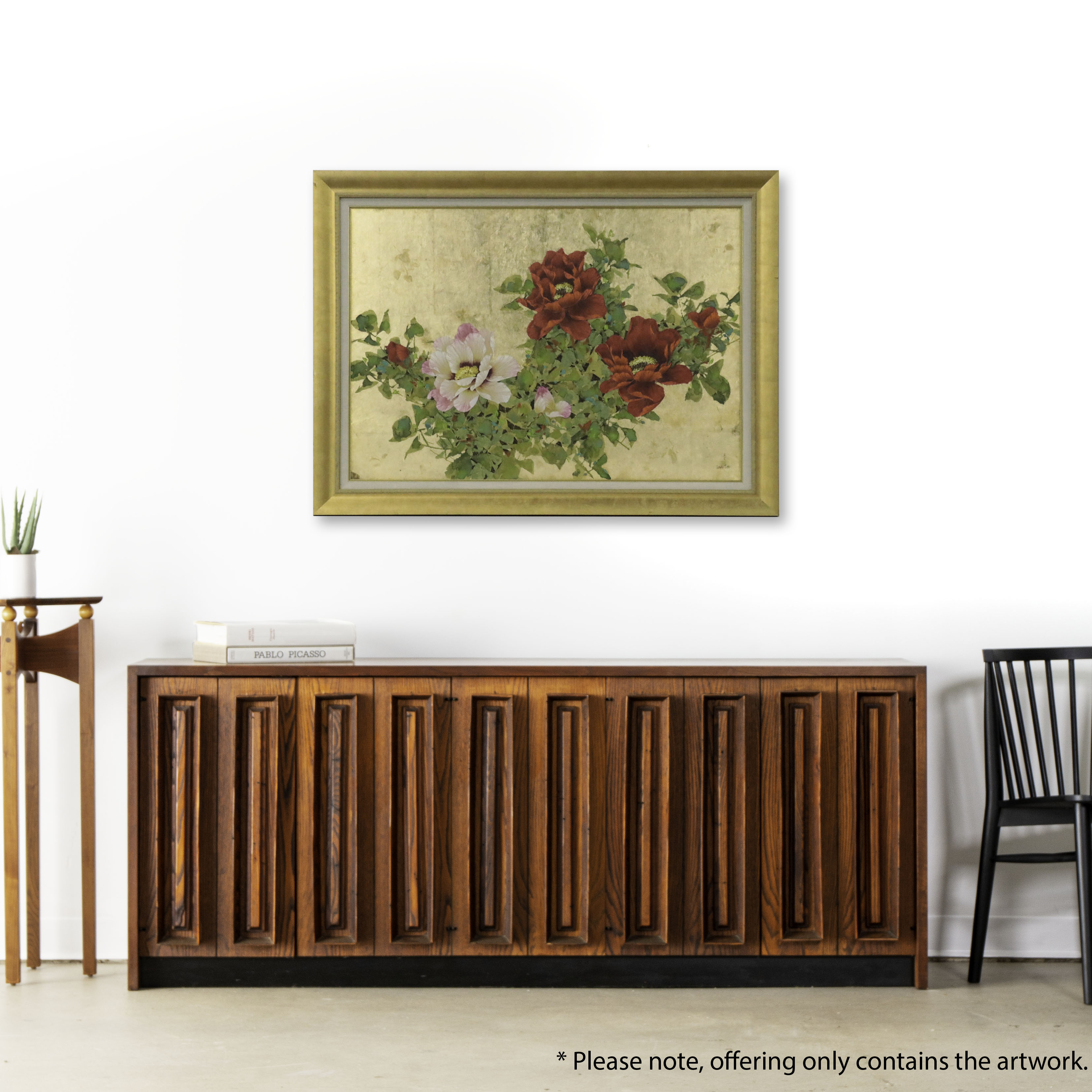 David Lee Embellished Watercolor Painting of Flowers, Late 20th Century