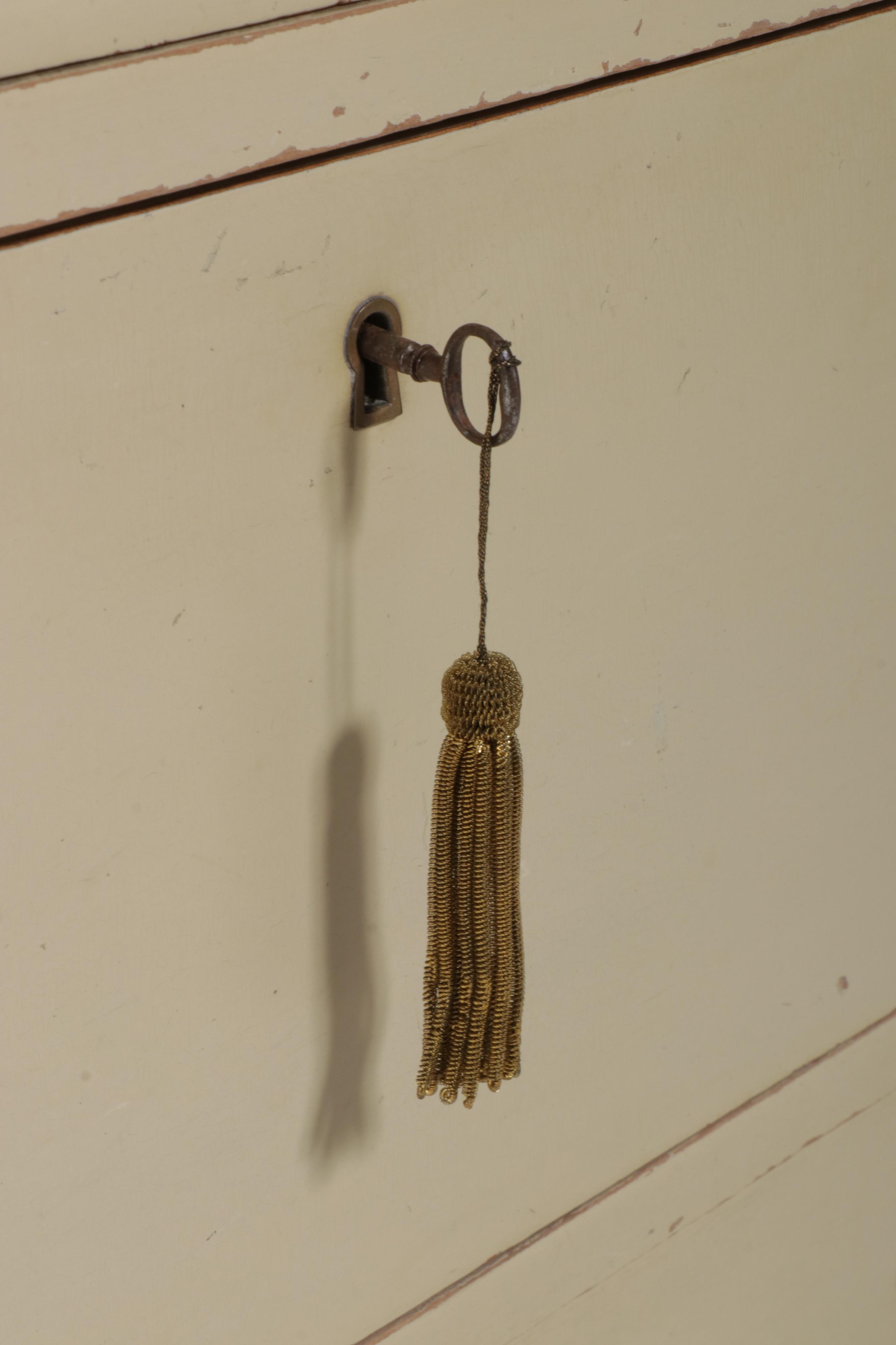 Louis XVI Style Cream-Painted Dresser with Mirror