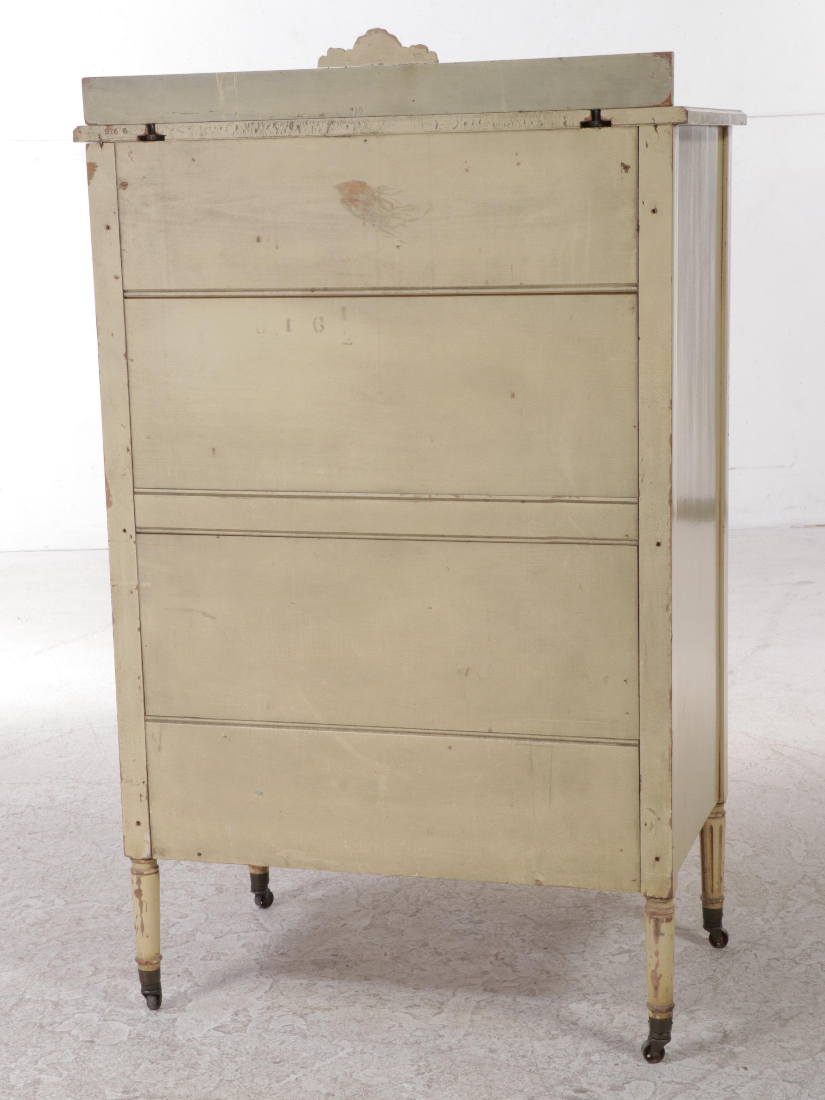 Louis XVI Style Cream-Painted Dresser with Mirror