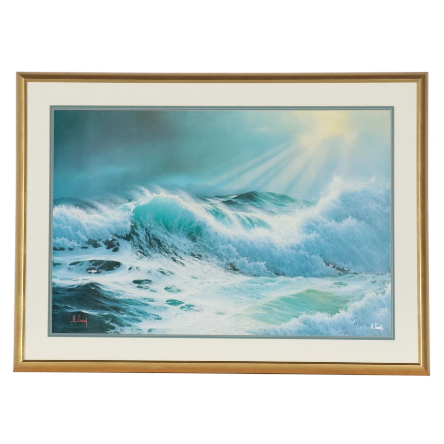Anthony Casay Offset Lithograph of Crashing Waves, Late 20th Century