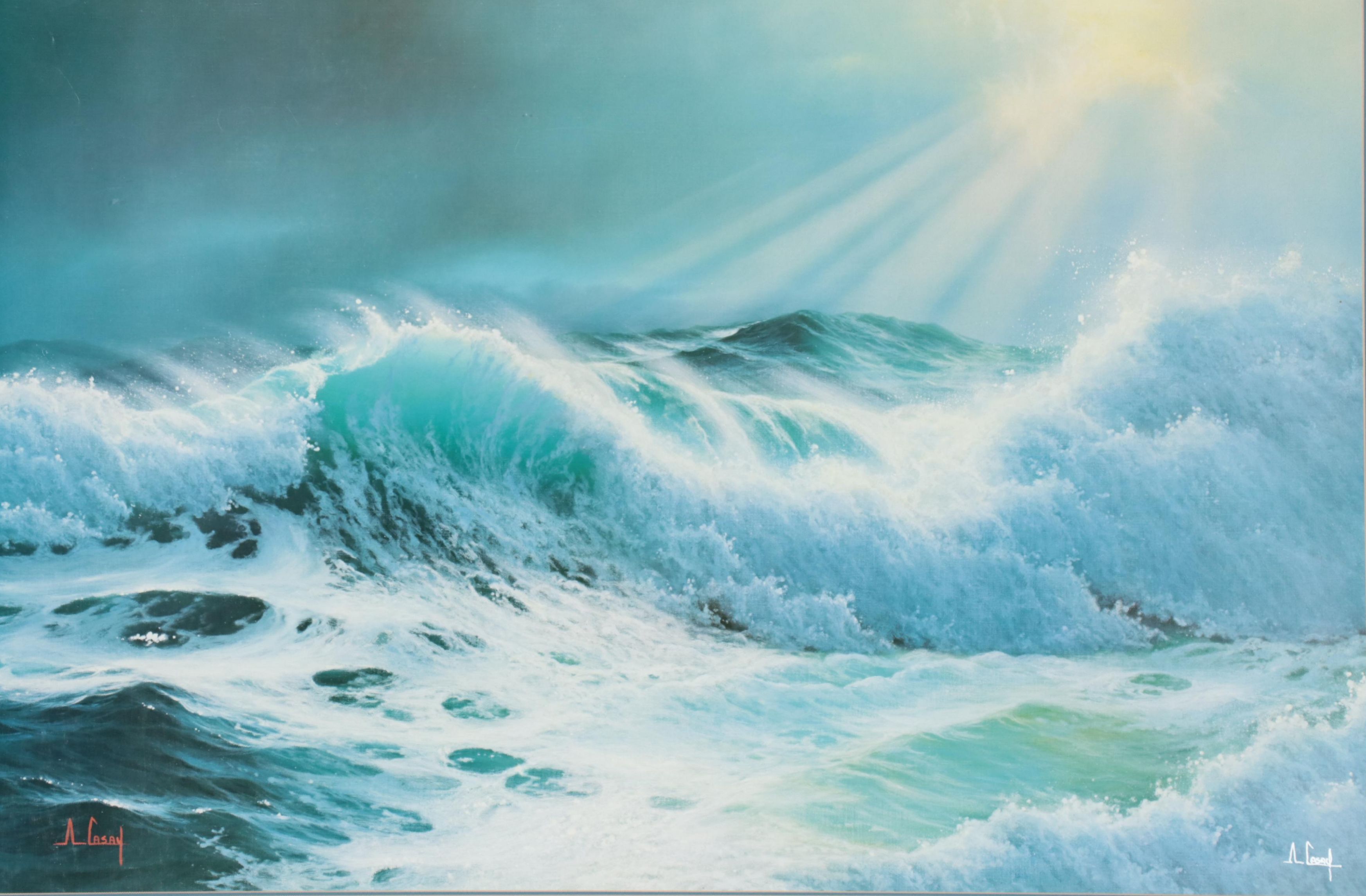 Anthony Casay Offset Lithograph of Crashing Waves, Late 20th Century