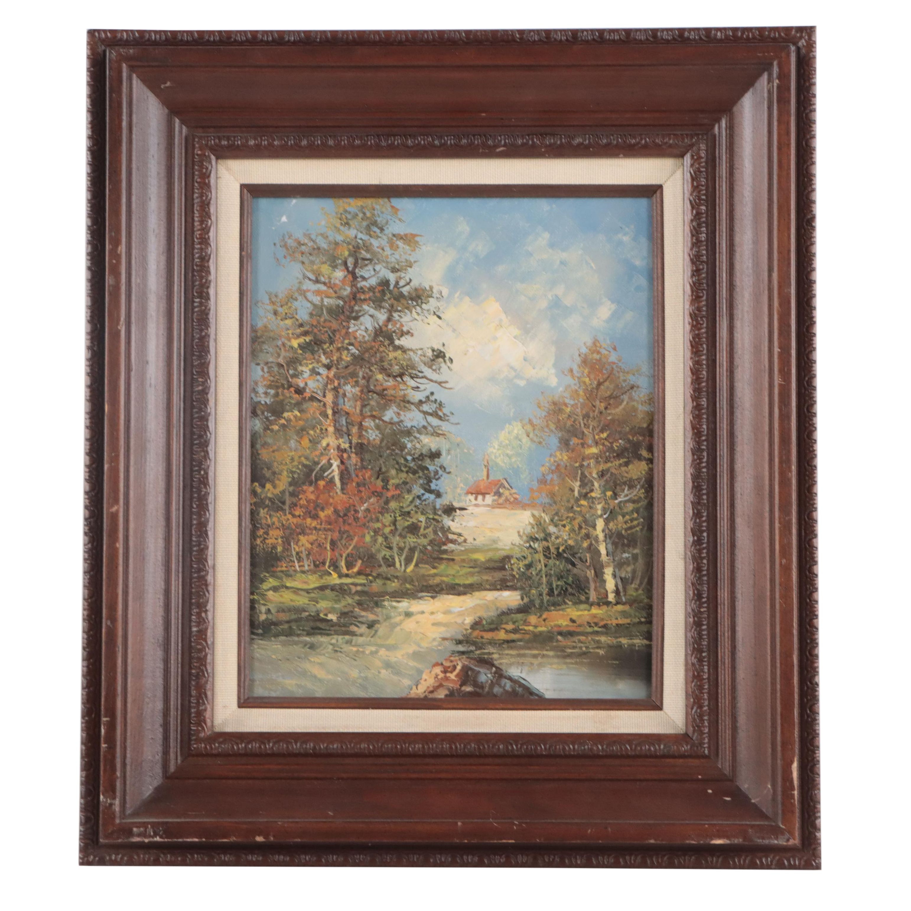 Impasto Oil Painting of Forest Landscape