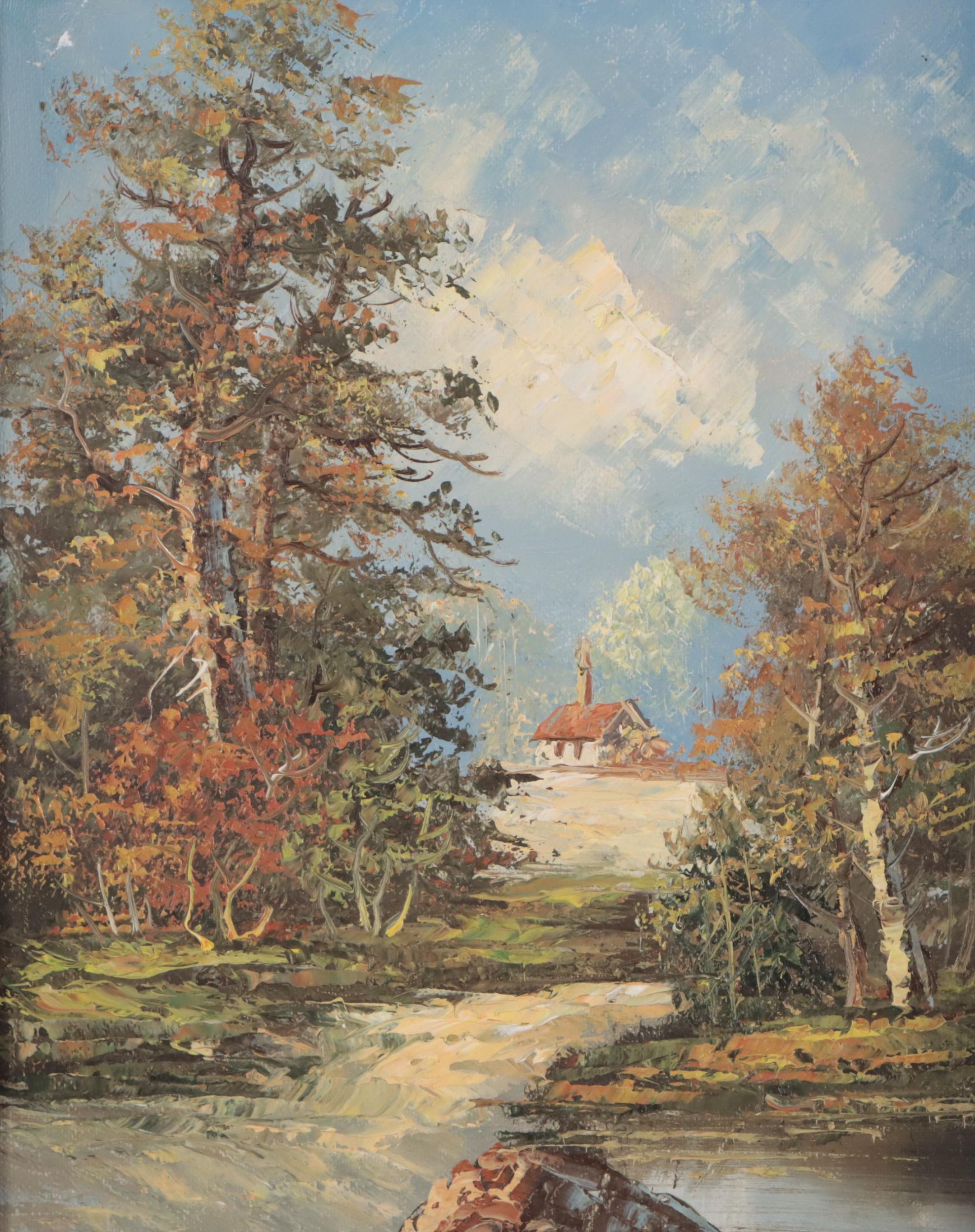 Impasto Oil Painting of Forest Landscape