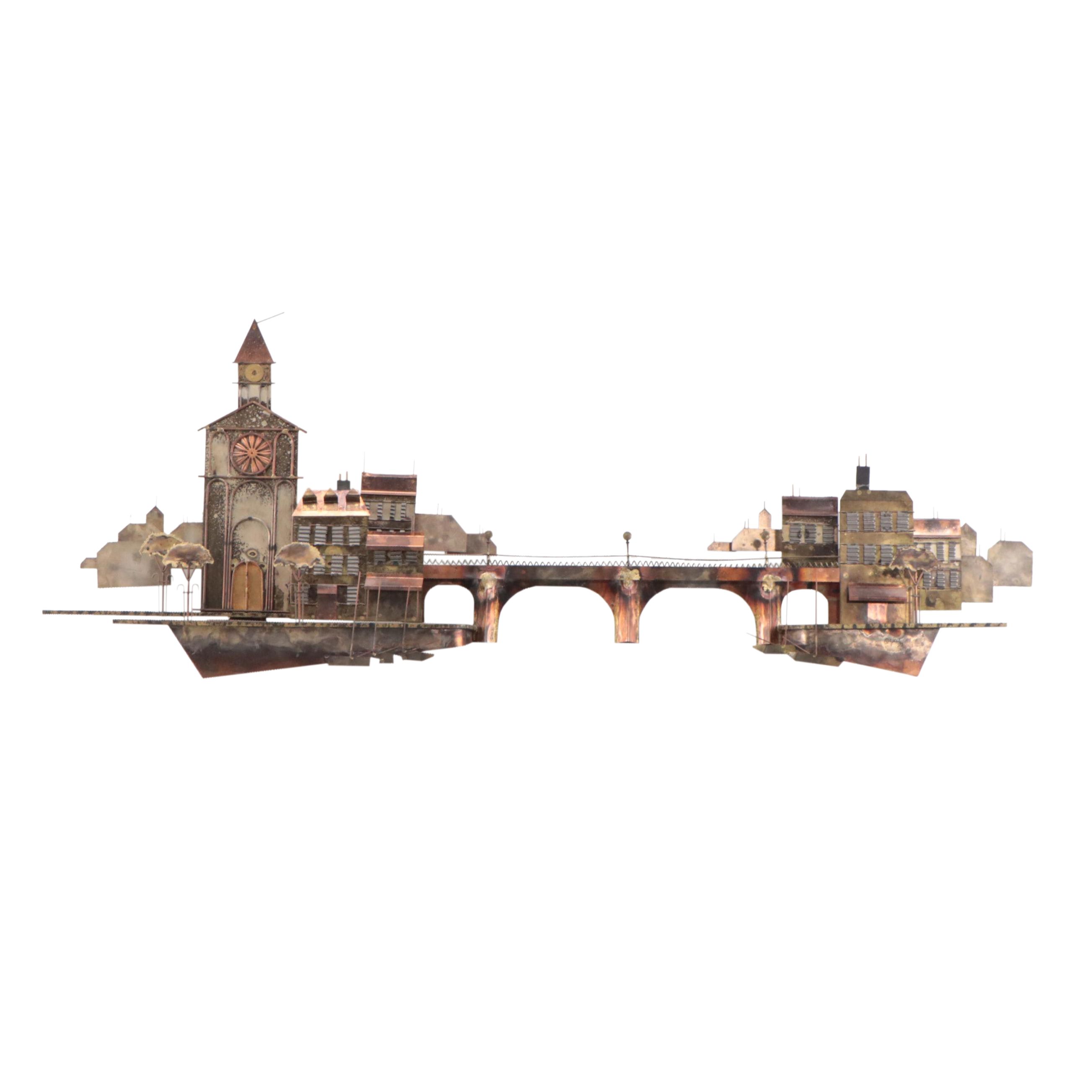 Curtis Jeré Metal Cityscape Wall Sculpture, 1972