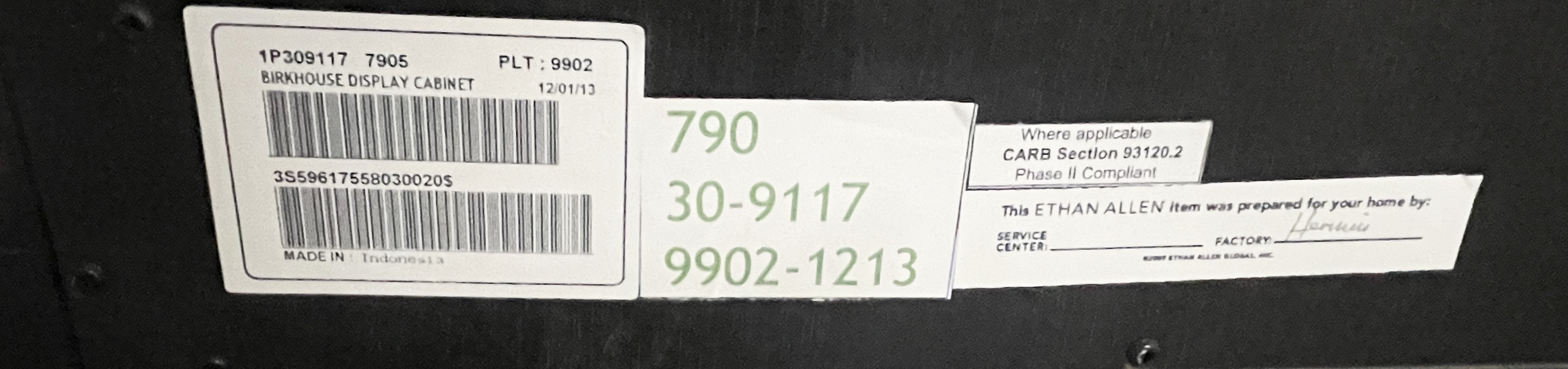 Ethan Allen "Birkhouse" Black Satin Display Cabinet with White Lacquer Interior