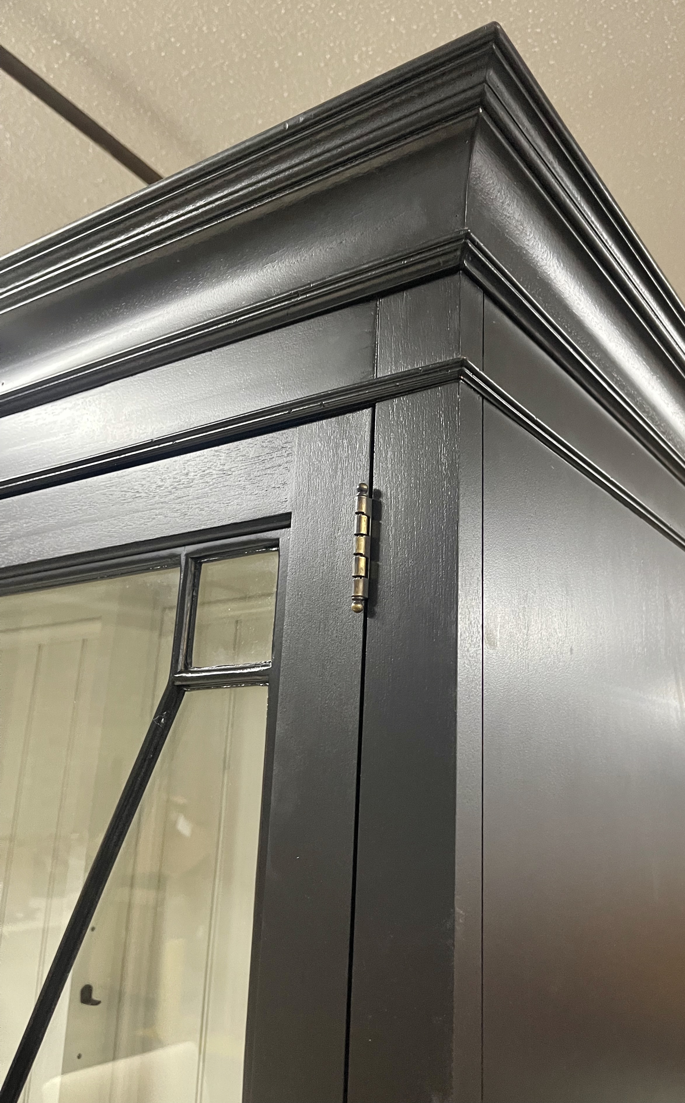 Ethan Allen "Birkhouse" Black Satin Display Cabinet with White Lacquer Interior