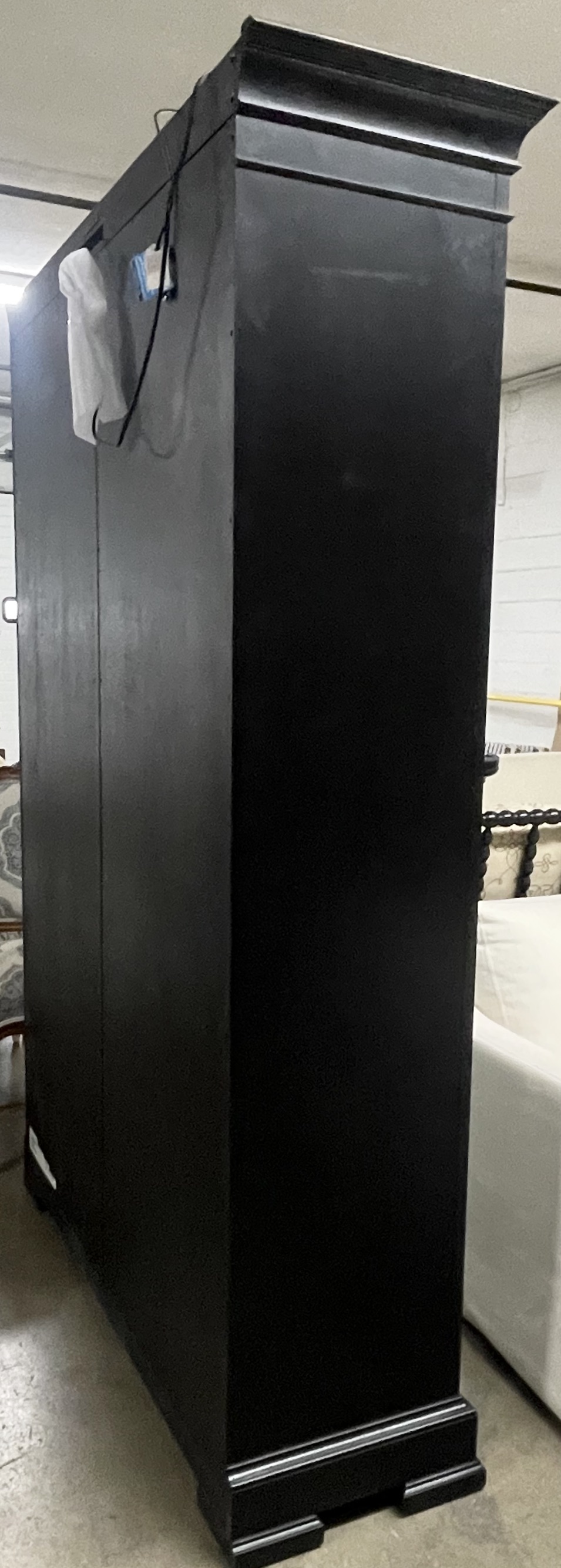 Ethan Allen "Birkhouse" Black Satin Display Cabinet with White Lacquer Interior