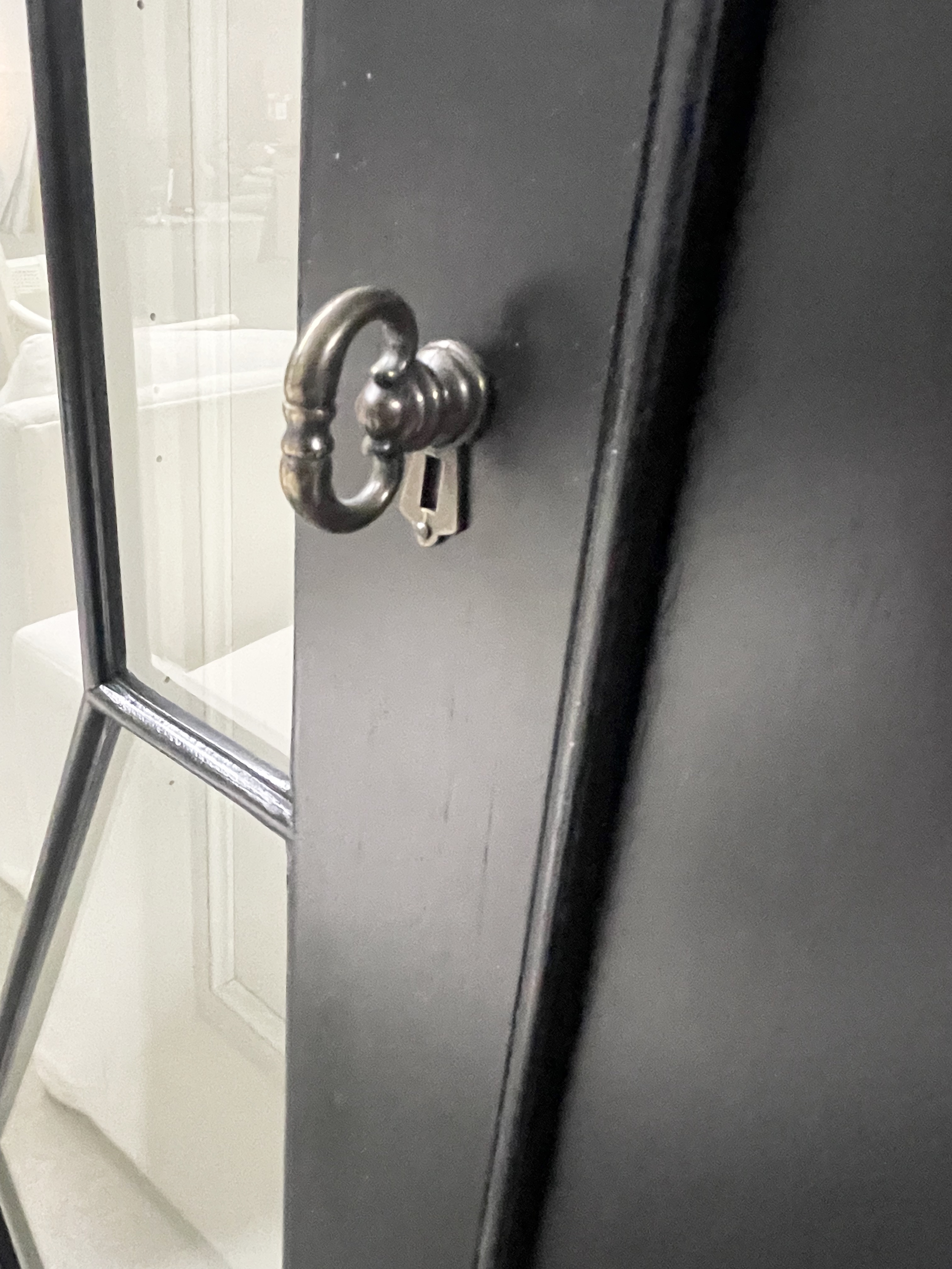 Ethan Allen "Birkhouse" Black Satin Display Cabinet with White Lacquer Interior