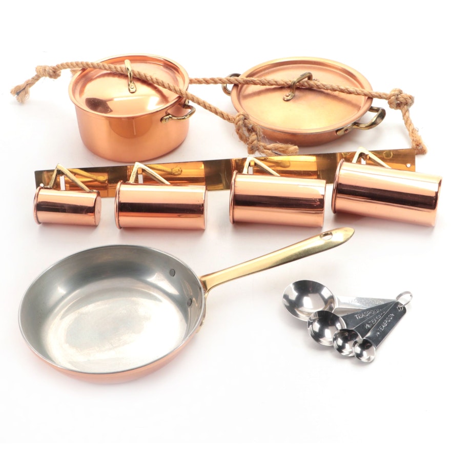 Tagus Copper-Clad Cookware With Measuring Cups and Stainless Steel Spoons