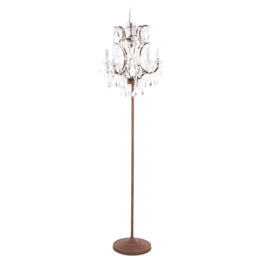 Restoration Hardware Patinated Iron and Crystal "19th C. Rococo" Floor Lamp