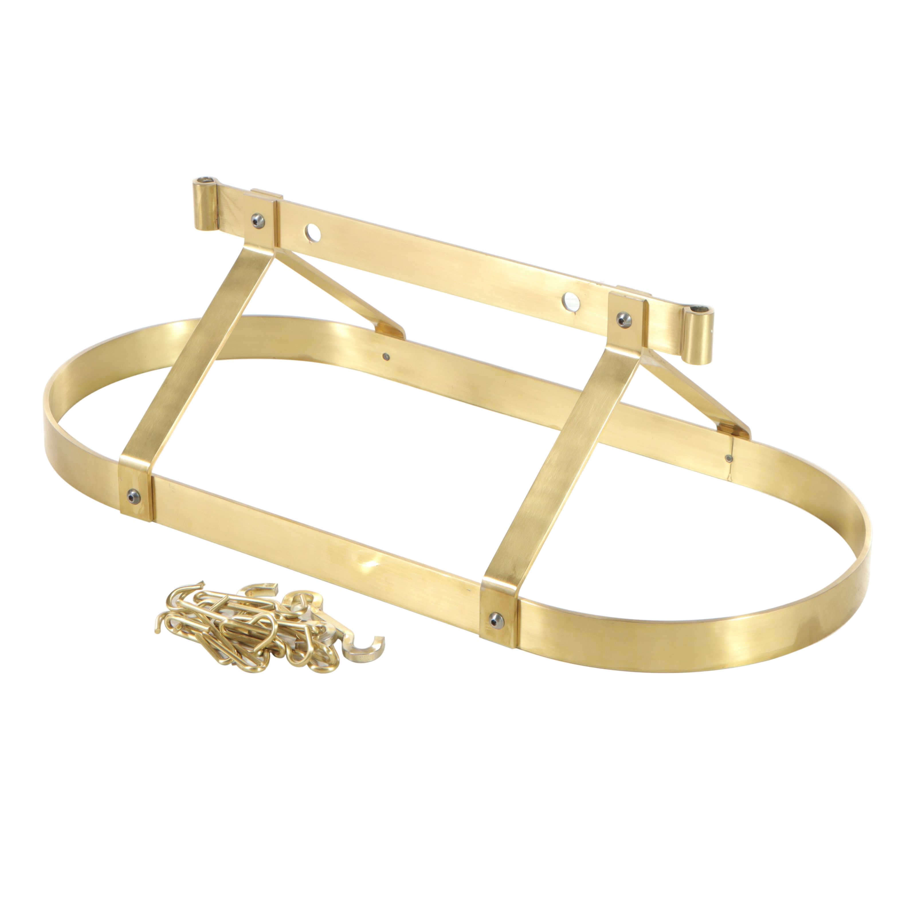 Brass-Patinated Steel Pot Rack with Fourteen Hooks