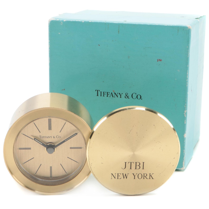 Tiffany & Co. Brass Swivel Travel Alarm Clock