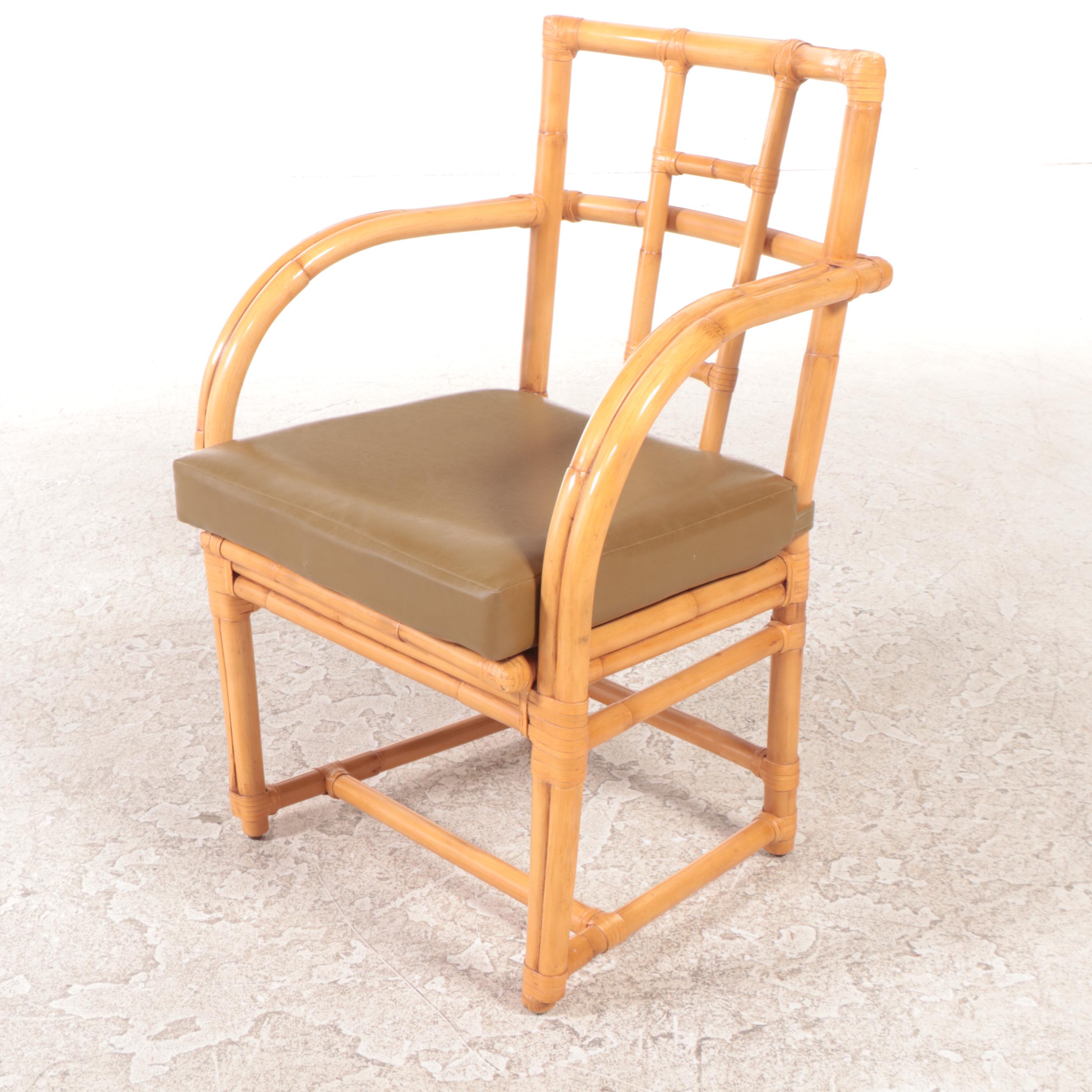 Five-Piece Rattan and Glass Top Patio Dining Set, Including Ficks Reed