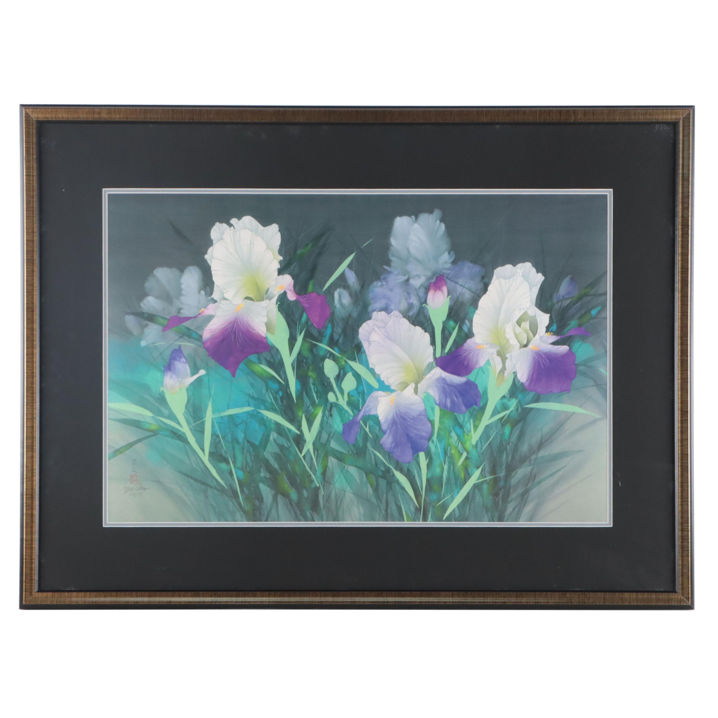 David Lee Giclée of Irises, Late 20th Century