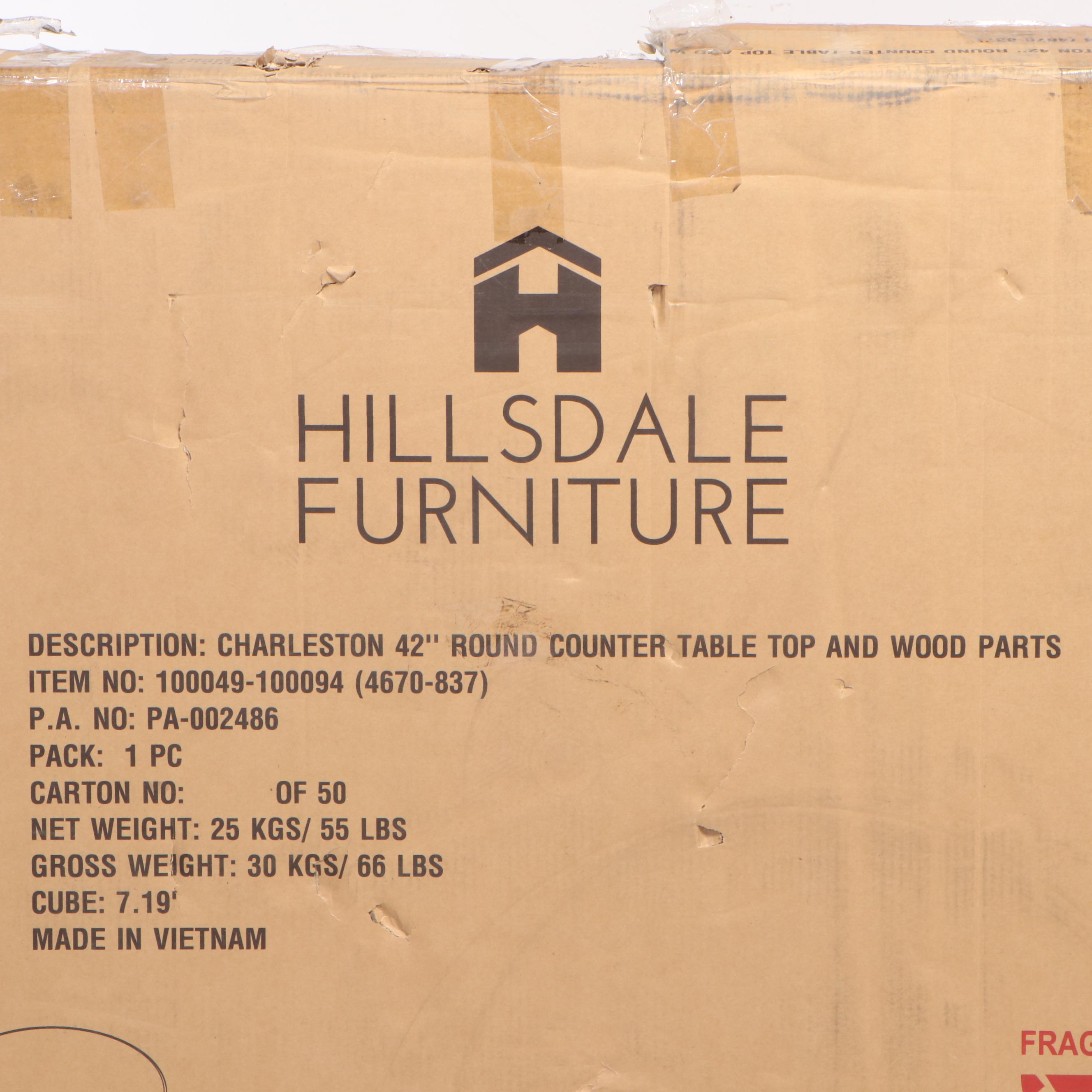 Hillsdale Furniture Charleston 42" Round Counter Height Pub Table