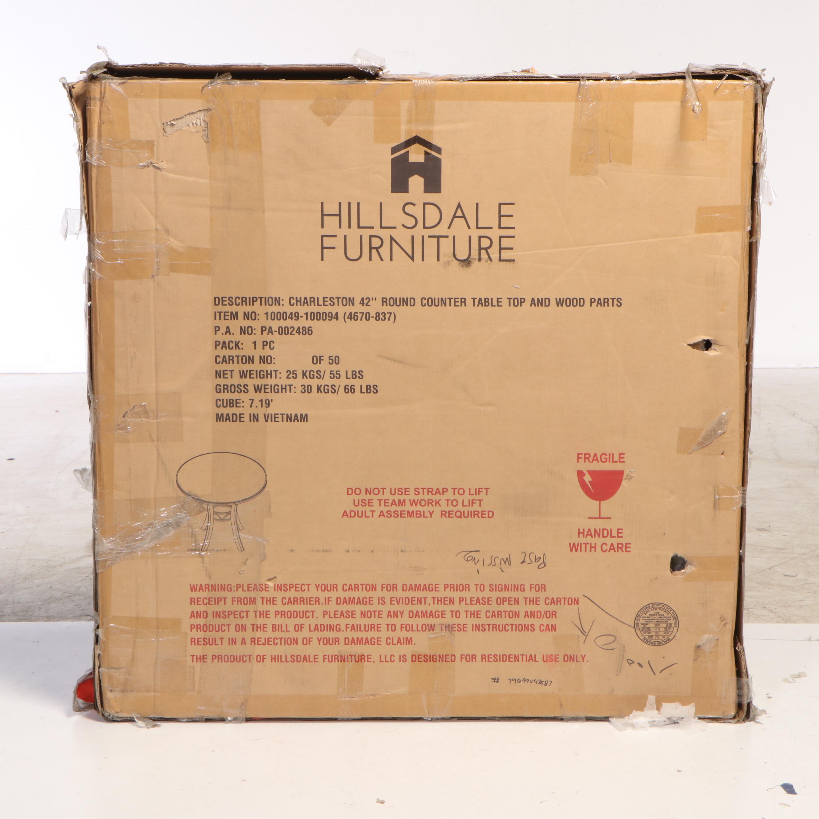 Hillsdale Furniture Charleston 42" Round Counter Height Pub Table