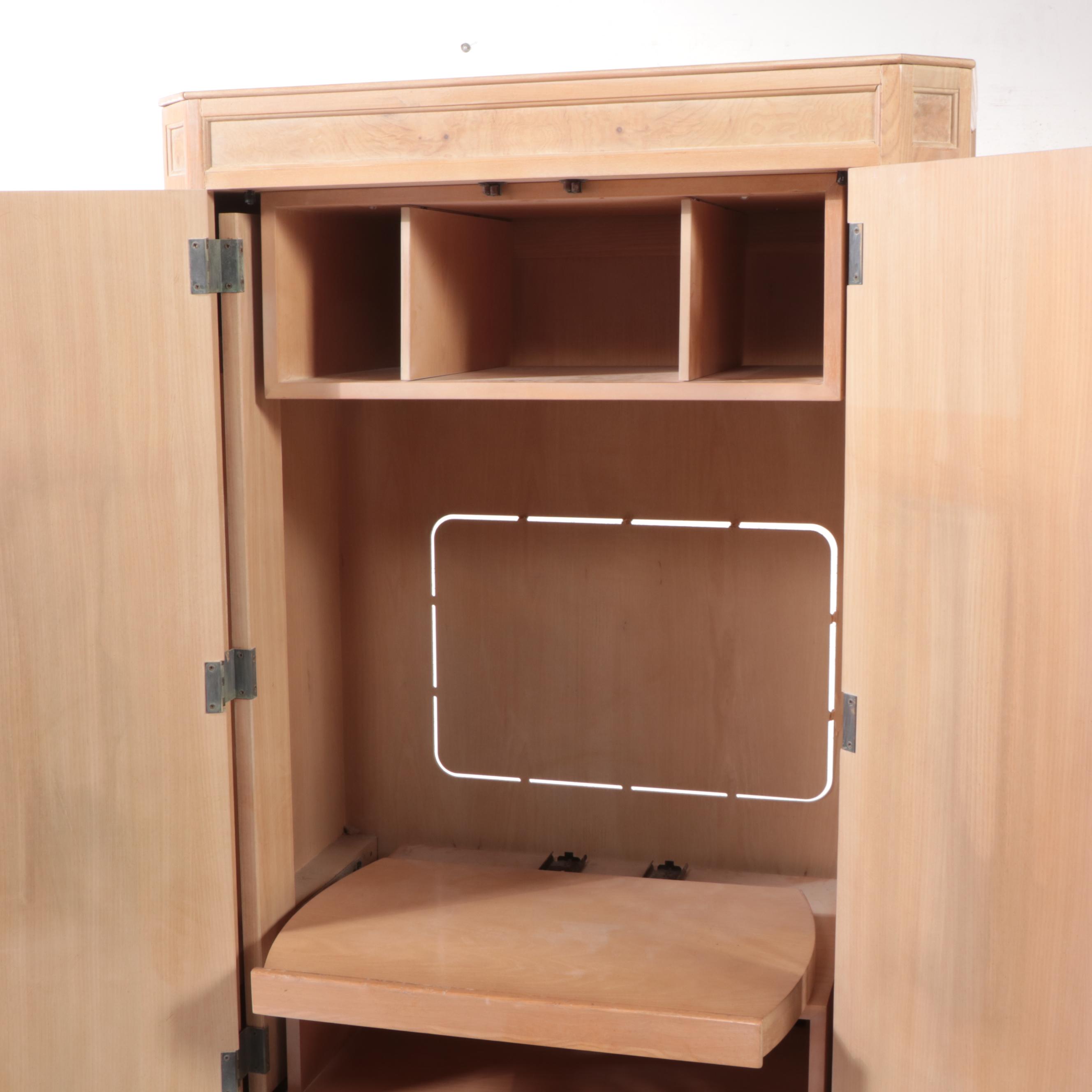 Drexel Heritage "Corinthian" Ash and Olive Ash Burl Media Wardrobe