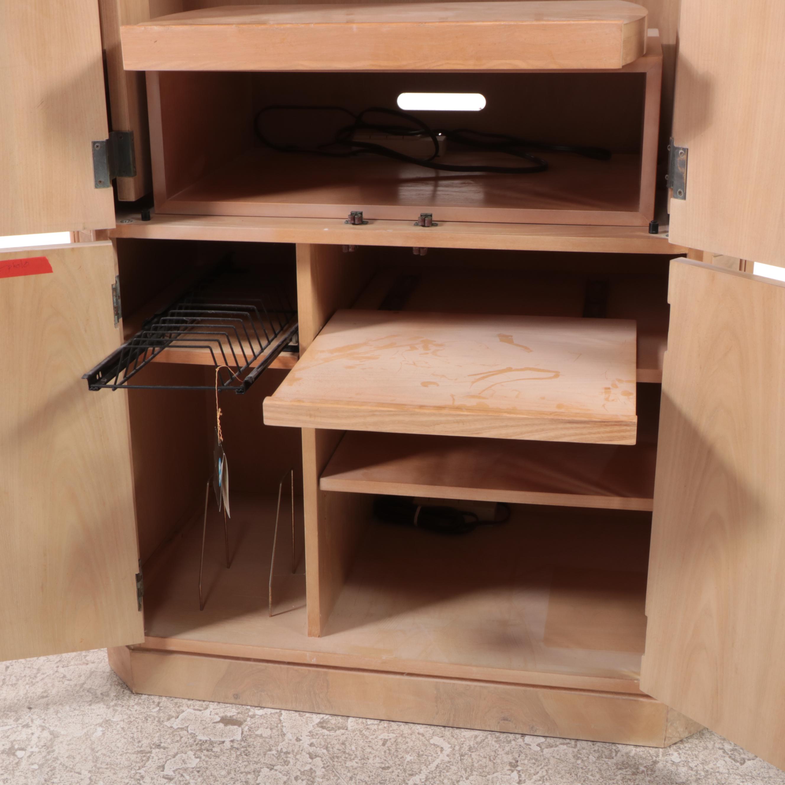 Drexel Heritage "Corinthian" Ash and Olive Ash Burl Media Wardrobe