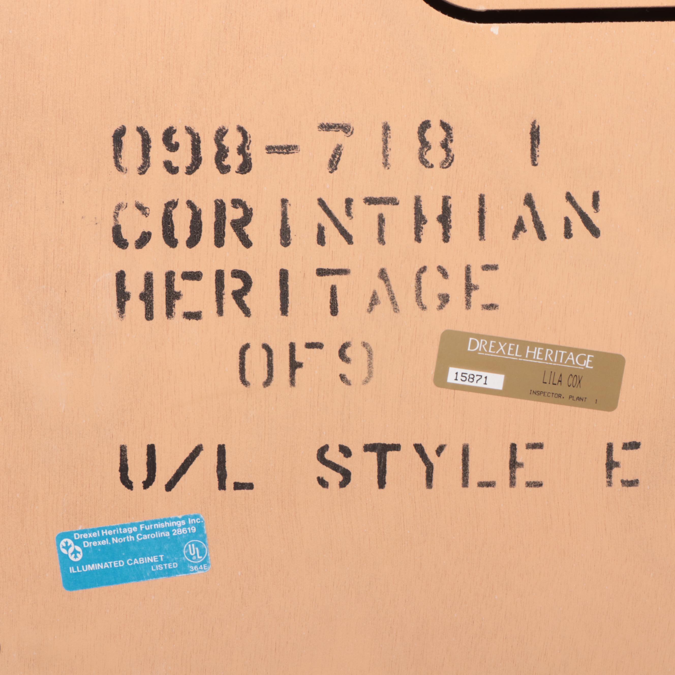 Drexel Heritage "Corinthian" Ash and Olive Ash Burl Media Wardrobe