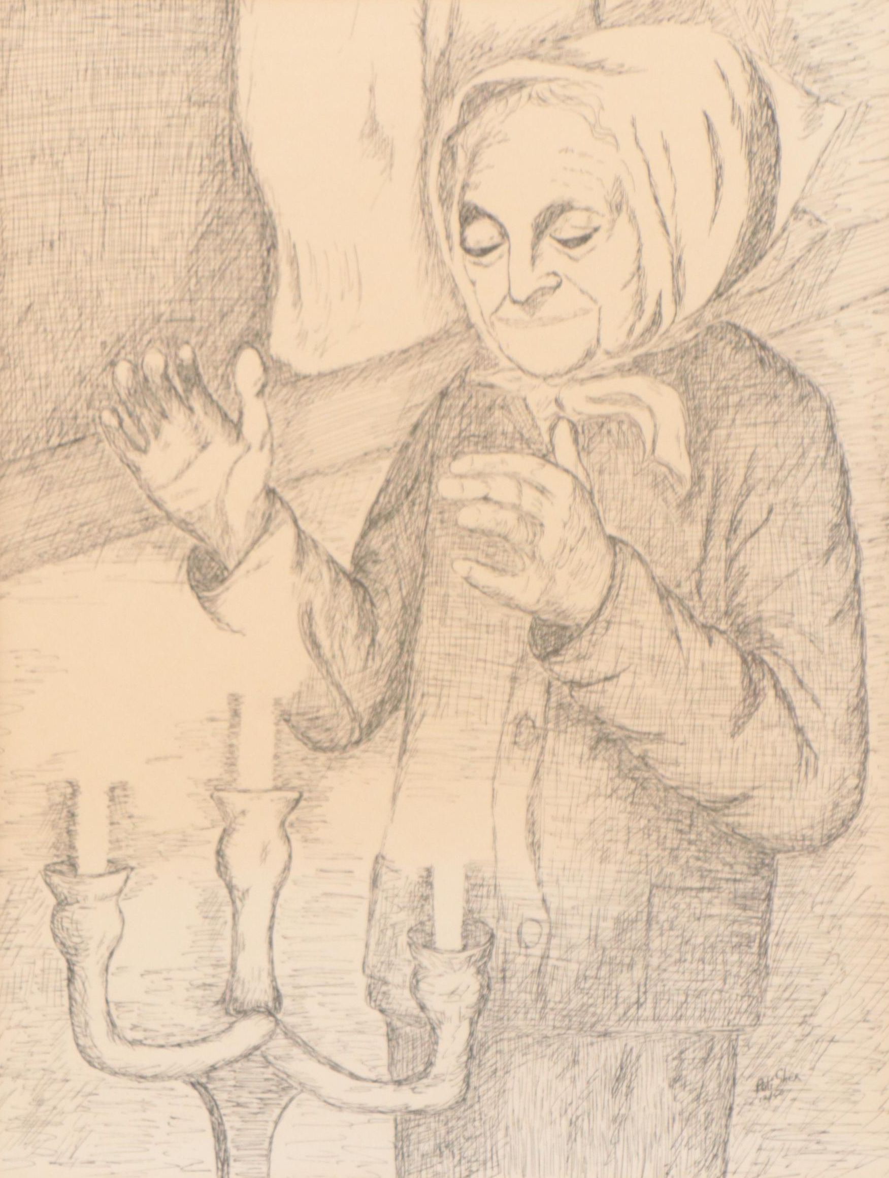 Figural Lithograph of a Woman, Late 20th Century