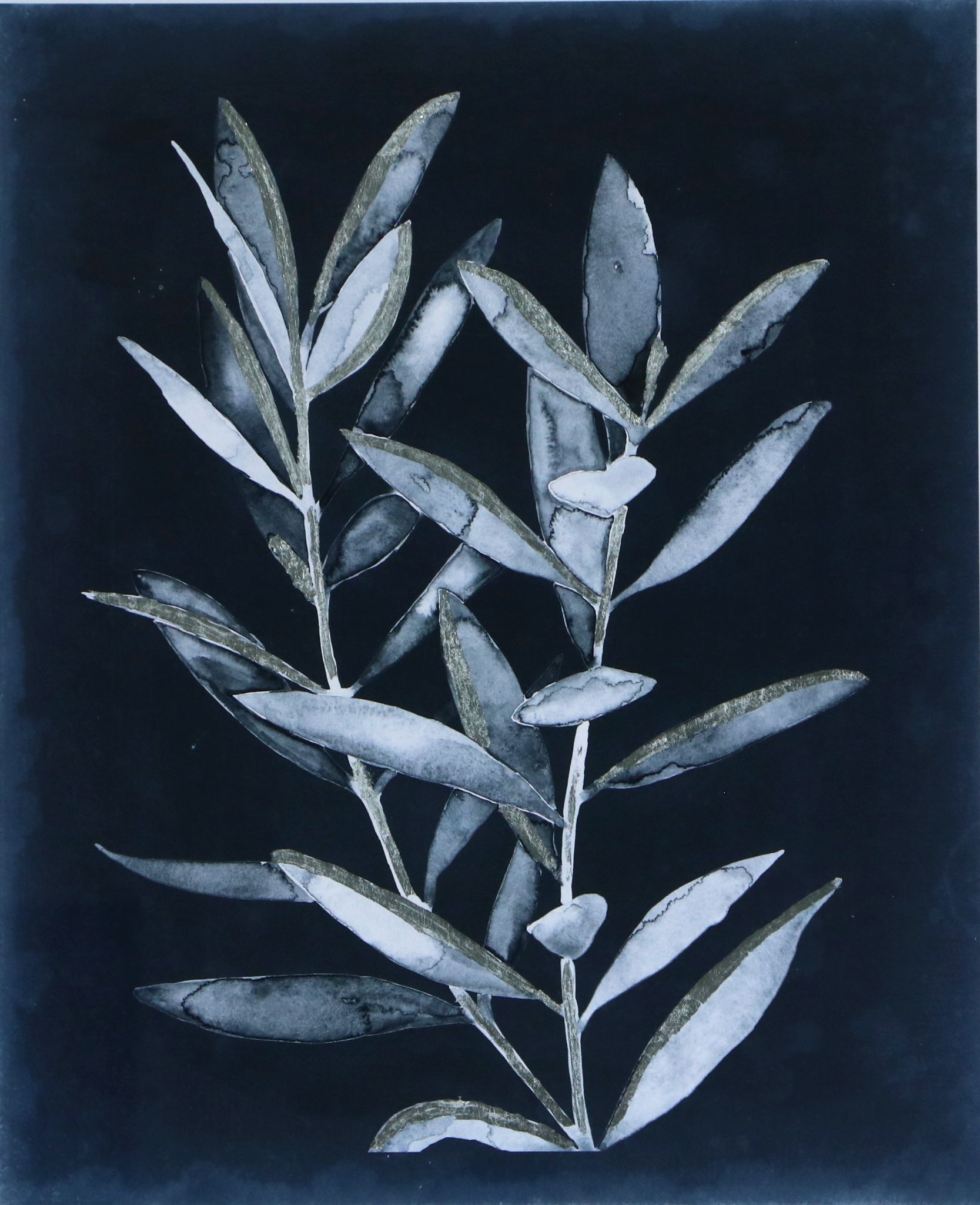 Megan Meagher Giclee "Midnight Leaves I" and "Midnight Leaves II"